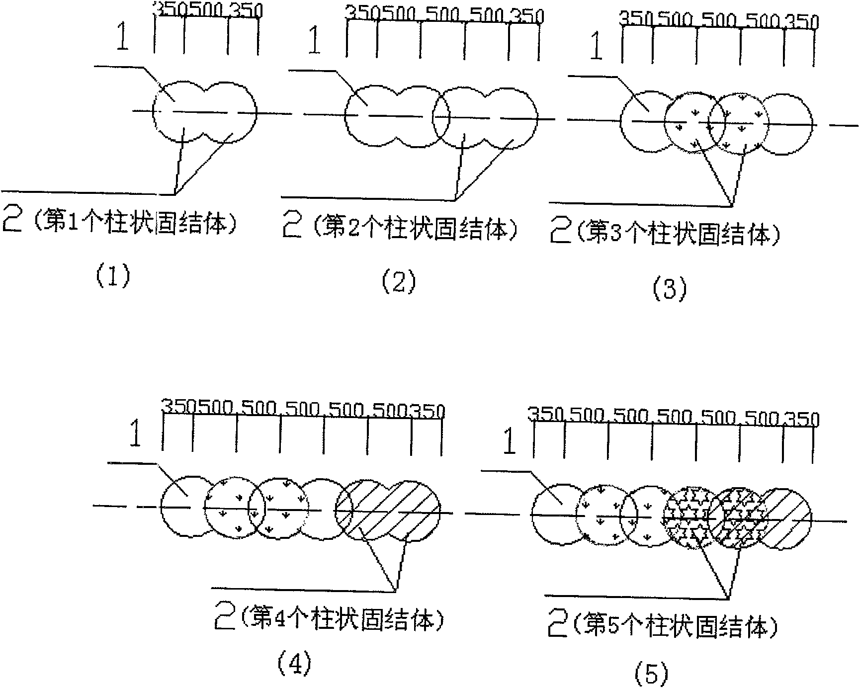 Construction method of ikebana socket water stop curtain for dual spindle soil-cement stirring mill