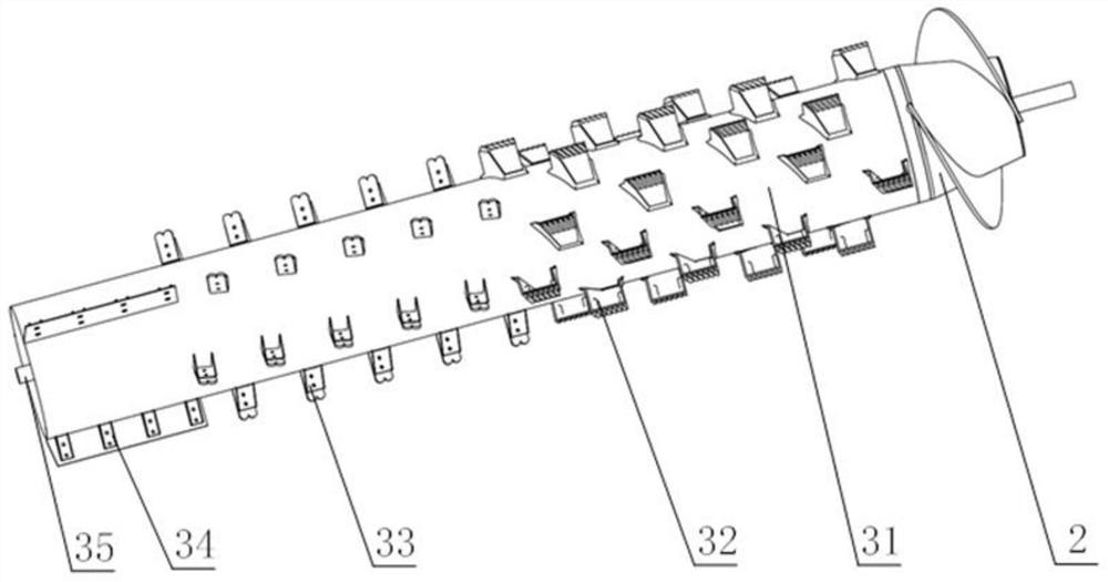 Full-wrap-angle threshing and separating device and threshing method