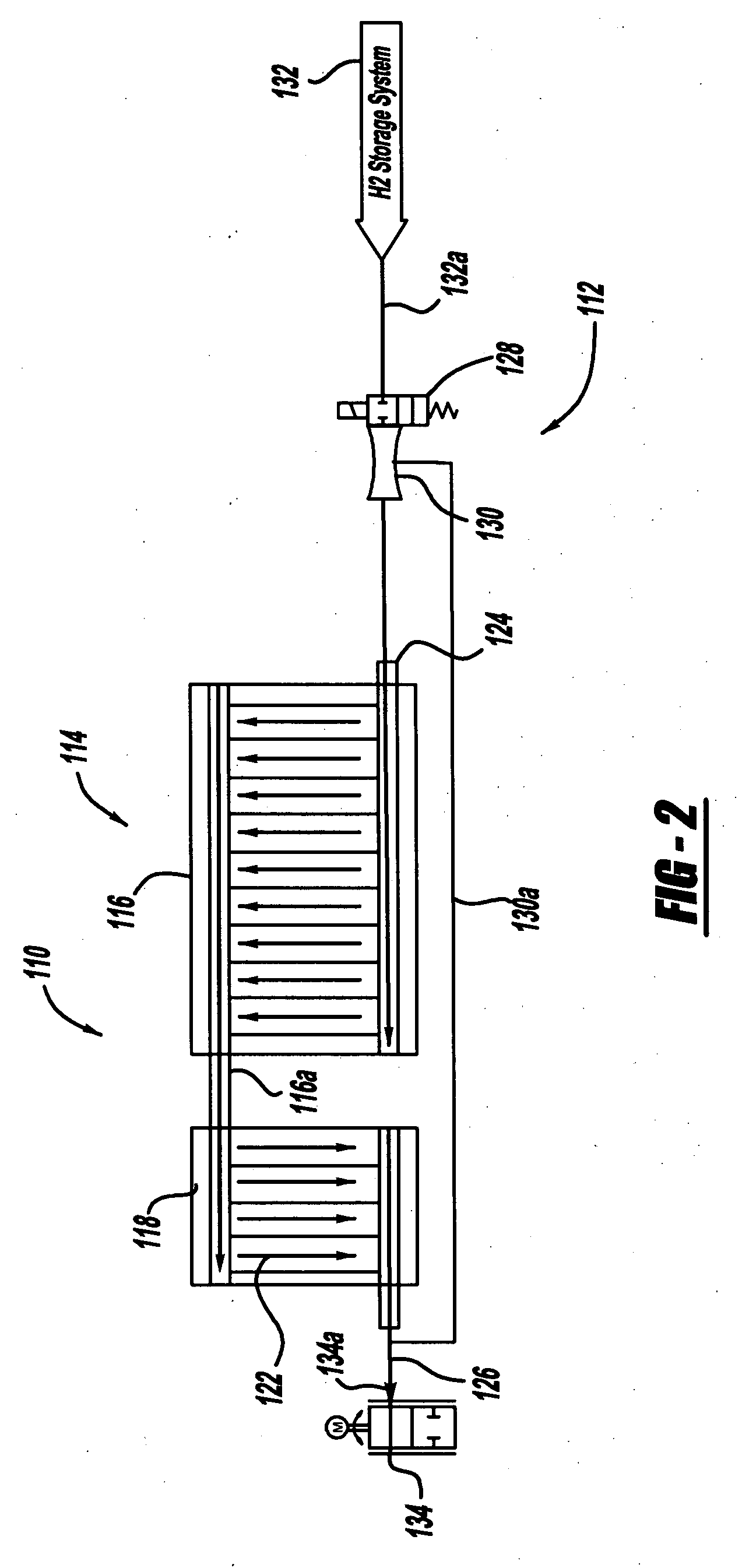 Cascaded stack with gas flow recycle in the first stage