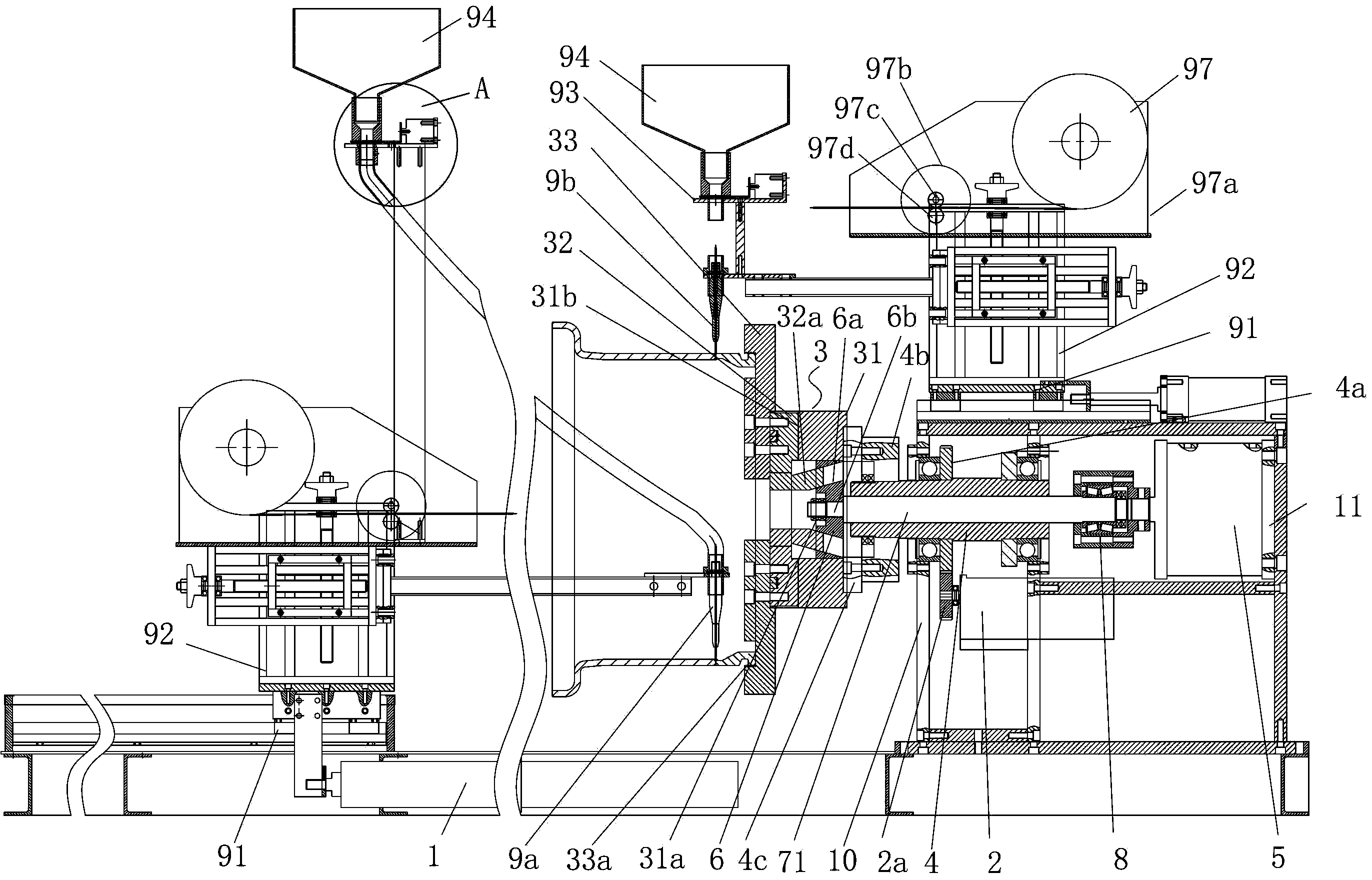 Inner and outer circumference welding machine for cylinder