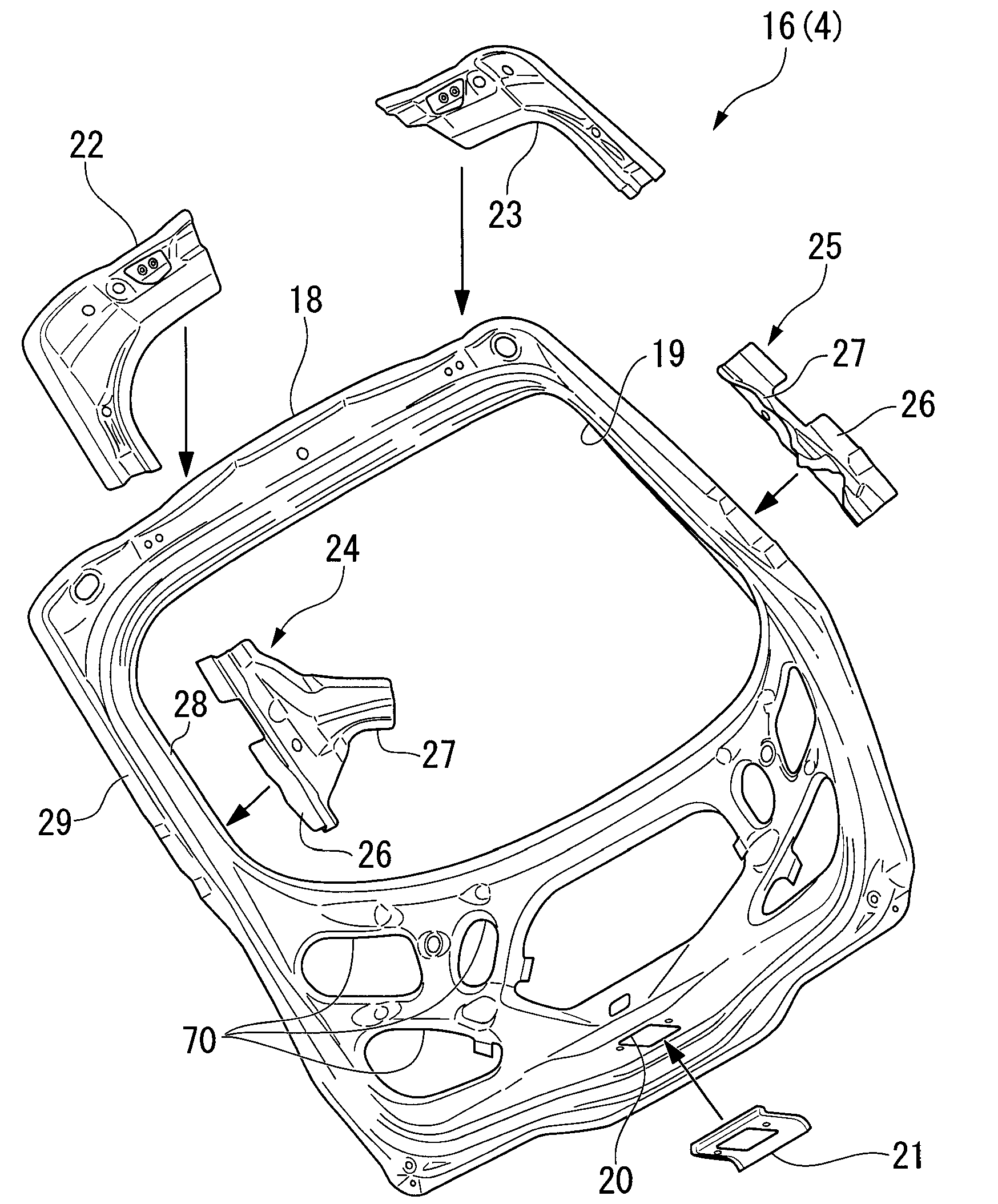 Vehicle rear door and method of assembling same