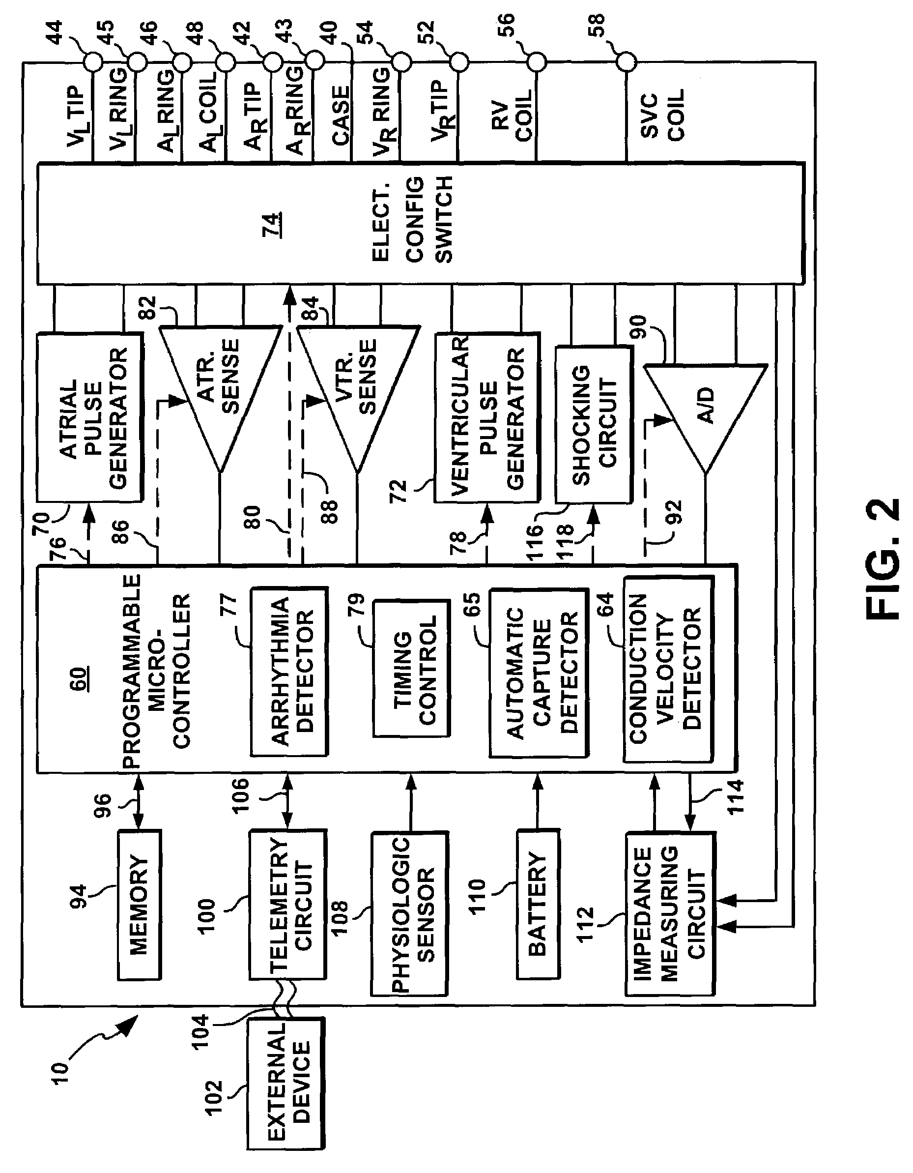 Implantable stimulation device with isolating system for minimizing magnetic induction