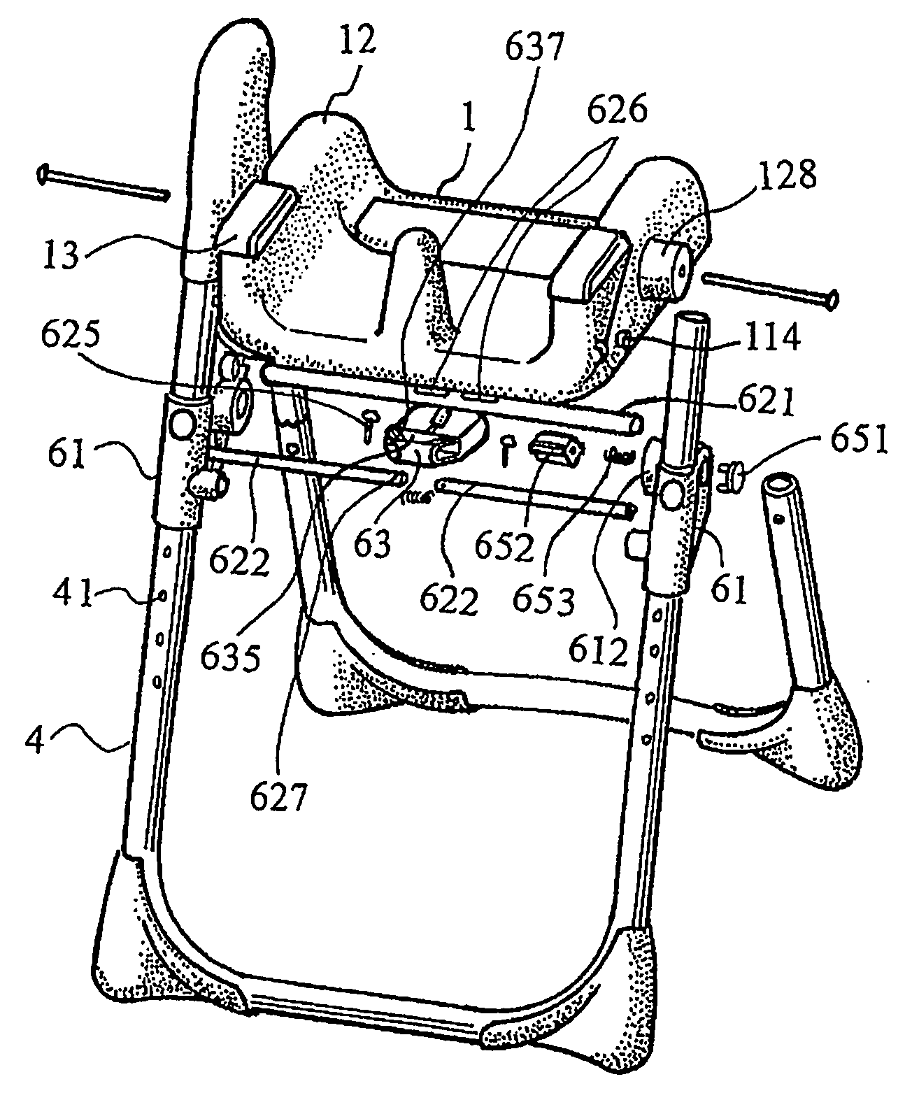 Collapsible high chair for children