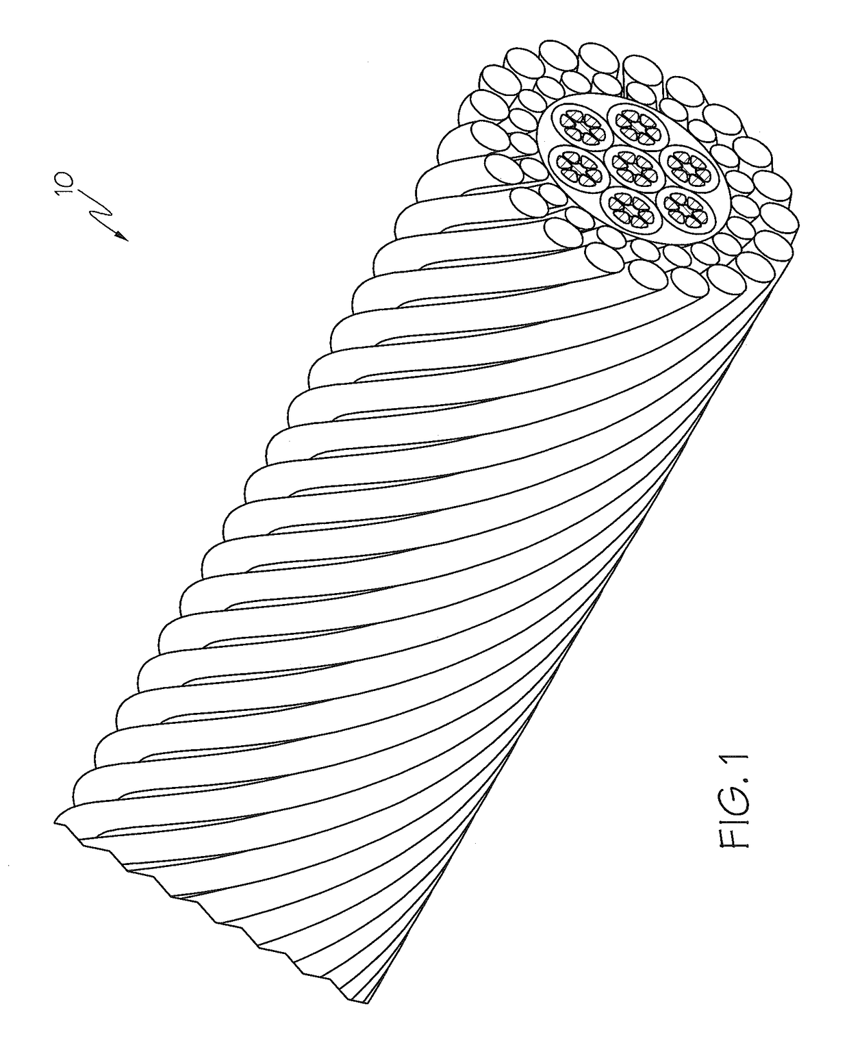 High-power low-resistance electromechanical cable