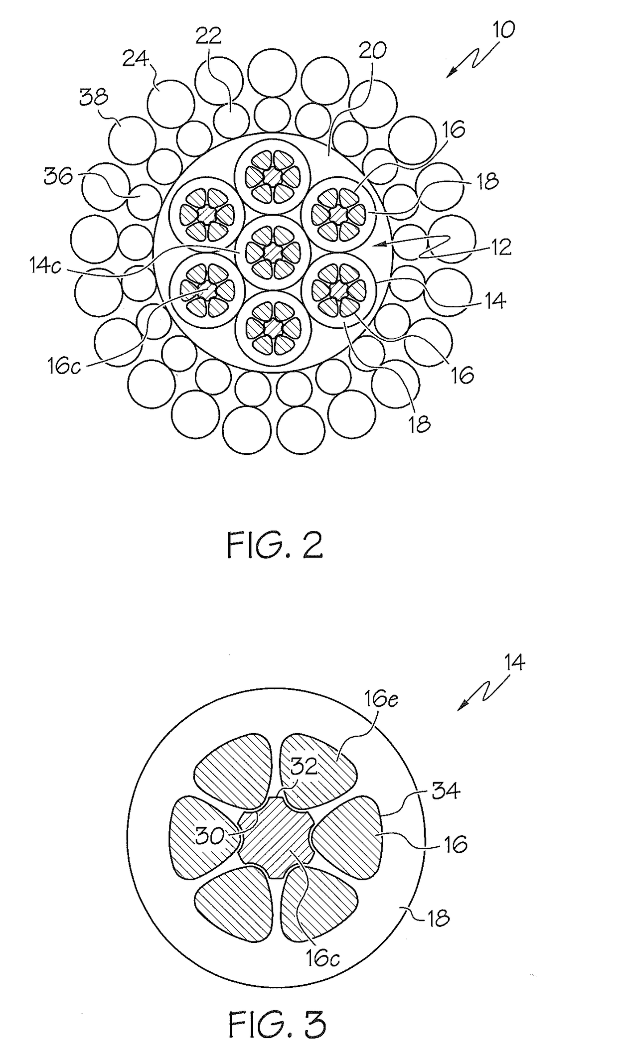 High-power low-resistance electromechanical cable