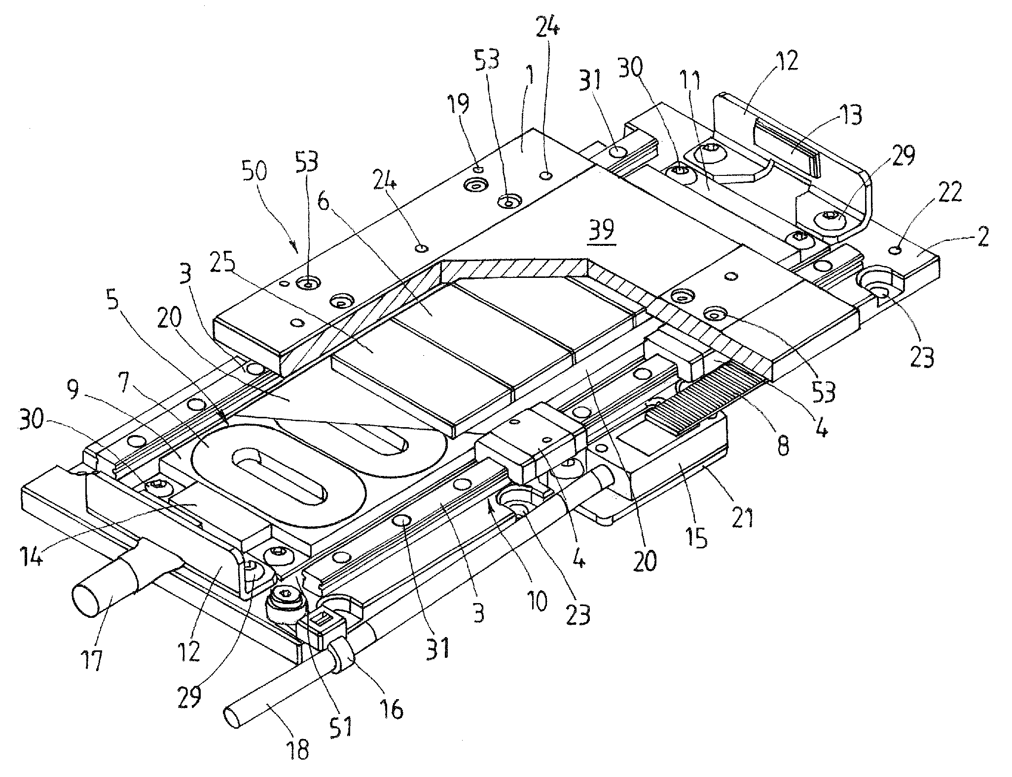 Sliding device with onboard moving-magnet linear motor