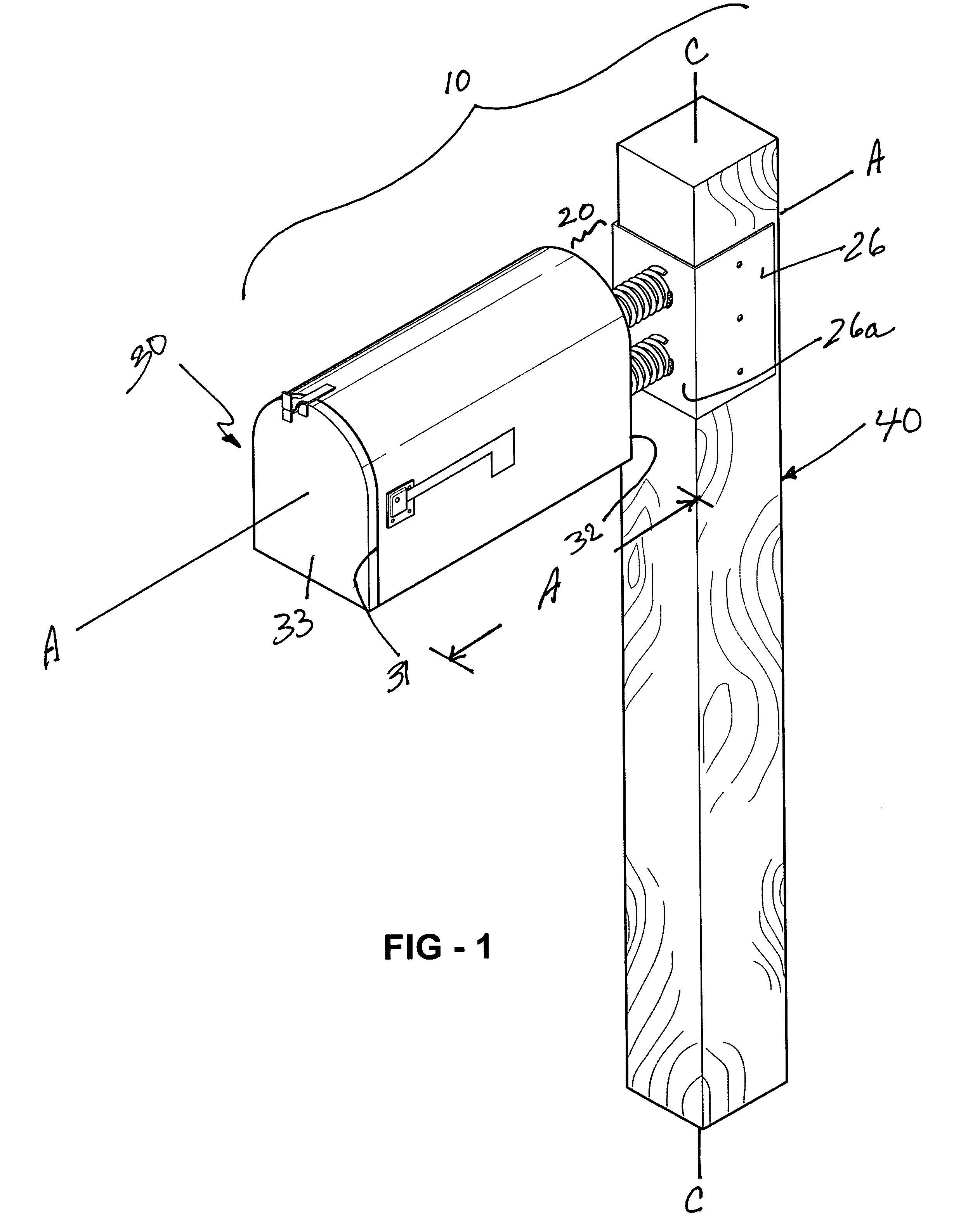 Damage resistant mailbox support structure