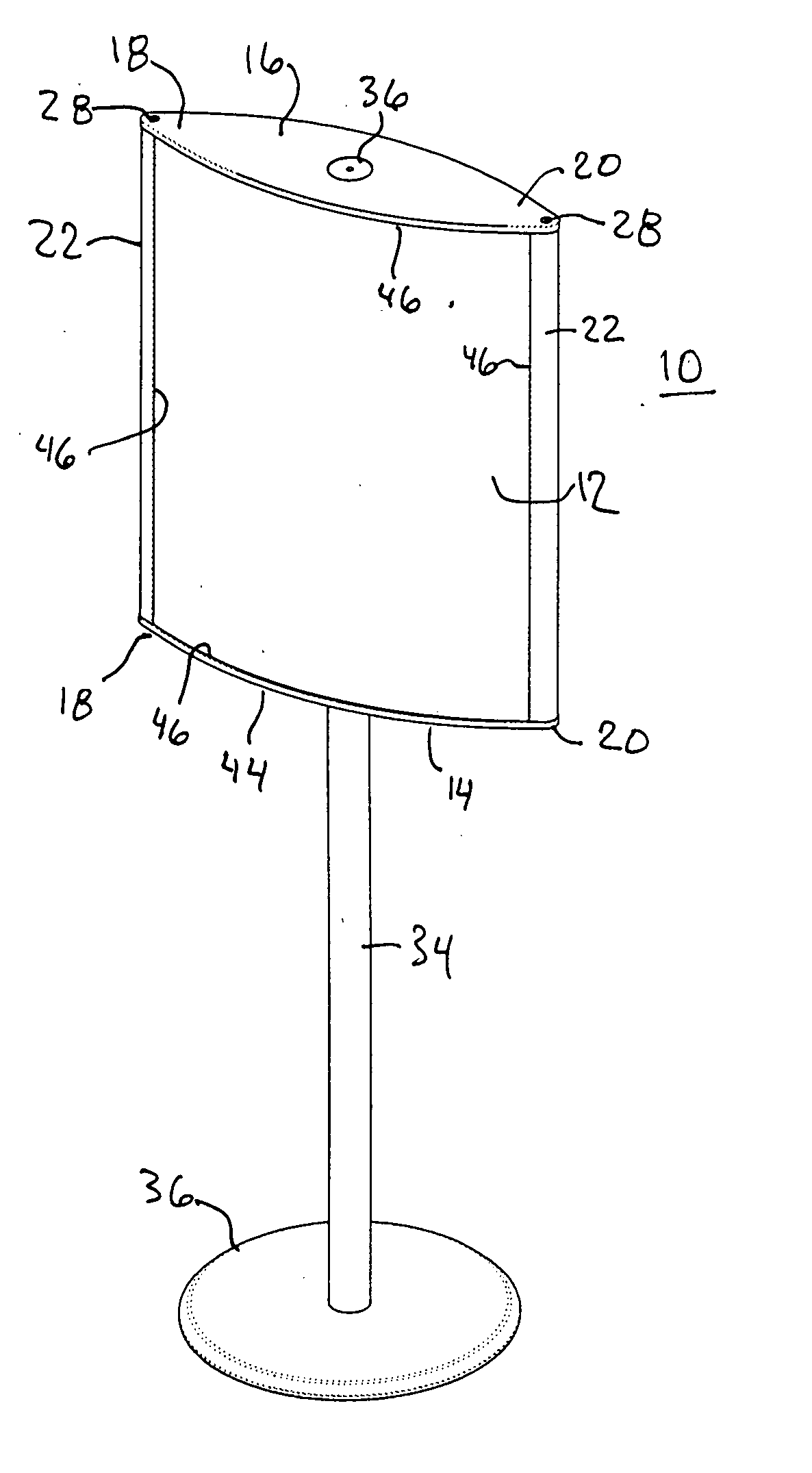 Curved stand display arrangement