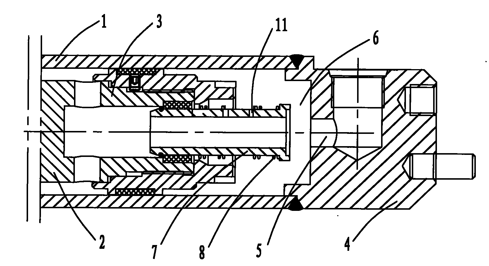 Single-acting plunger type buffering hydraulic oil cylinder