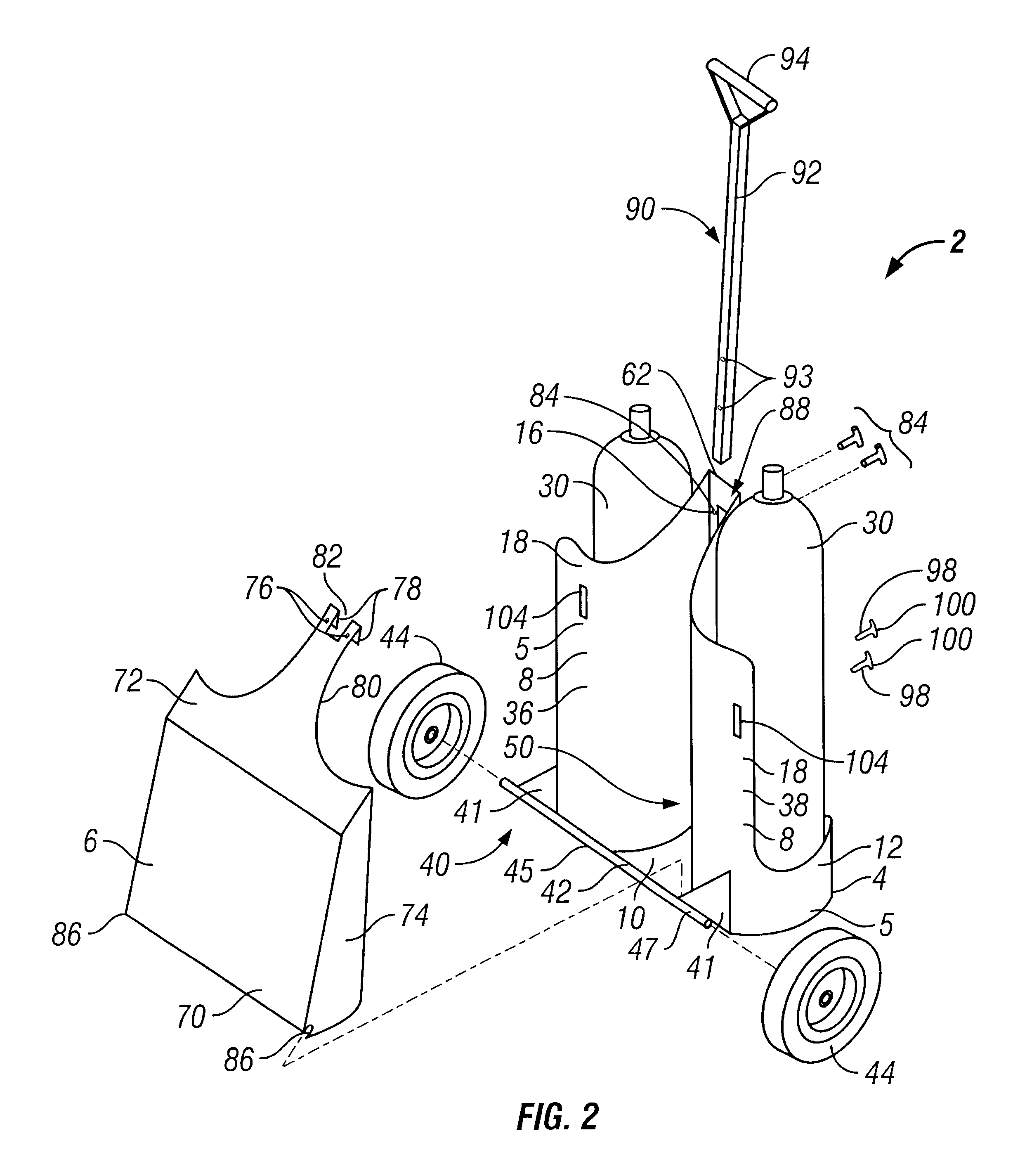 Gas cylinder cart with removable control panel