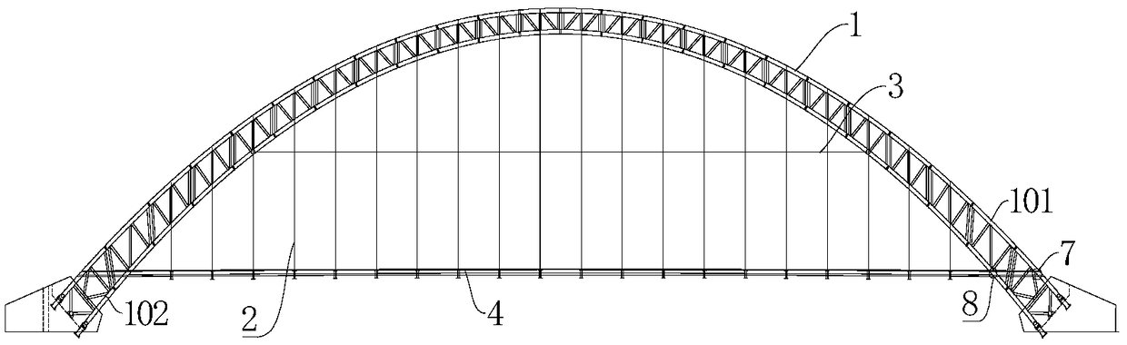 Main arch boom wind-resistant shock absorbing structure