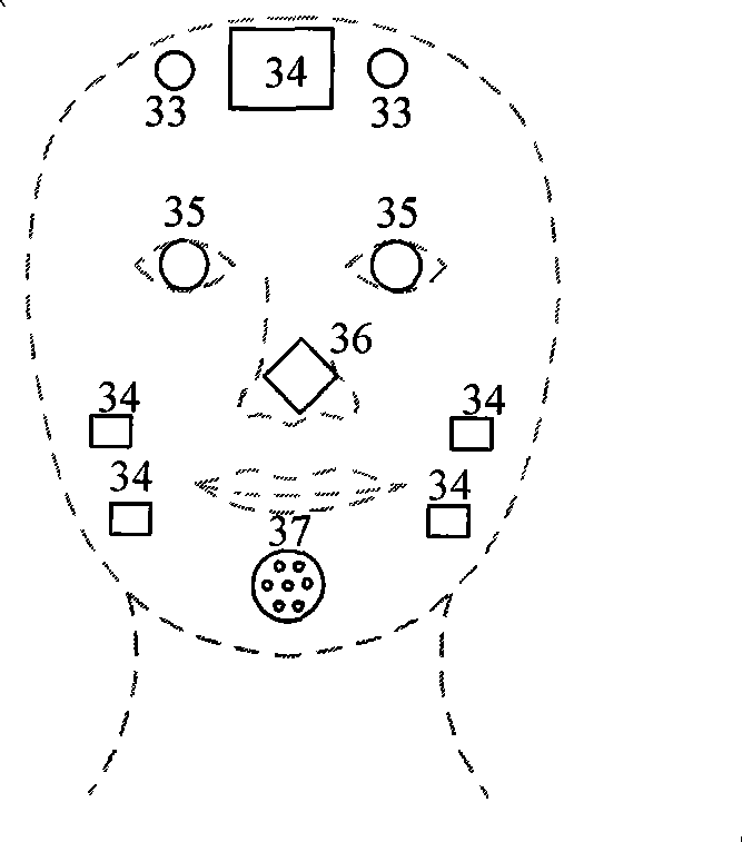 Artificial head robot with facial expression and multiple perceptional functions