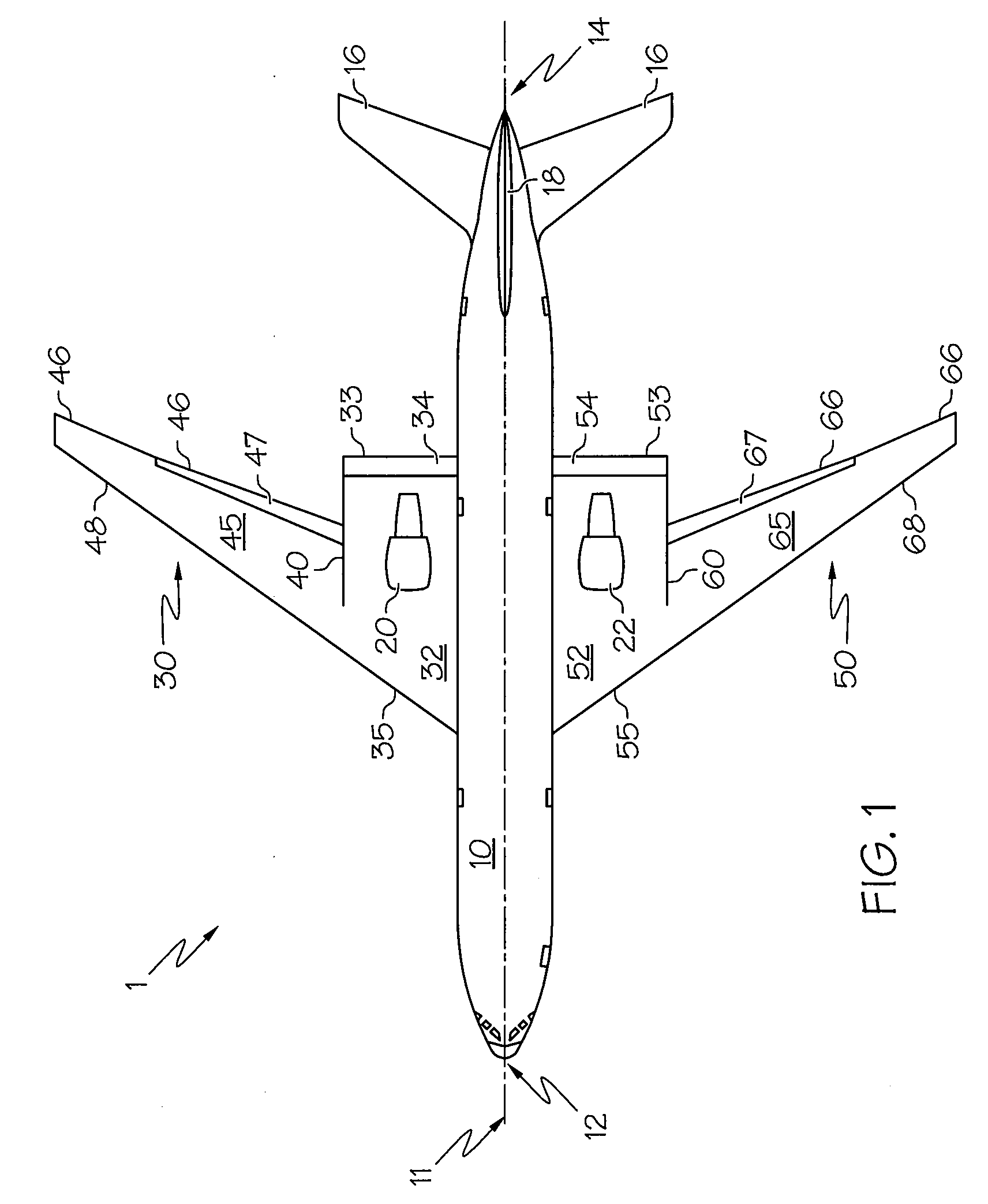 Noise-shielding wing configuration