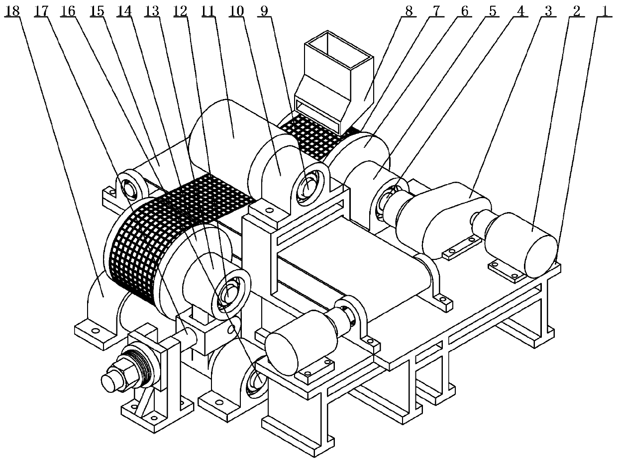 A material rolling, sieving and granulating device