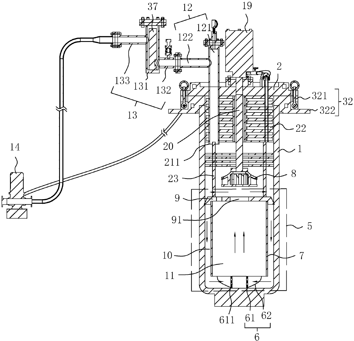 A reaction device for chemical vapor deposition