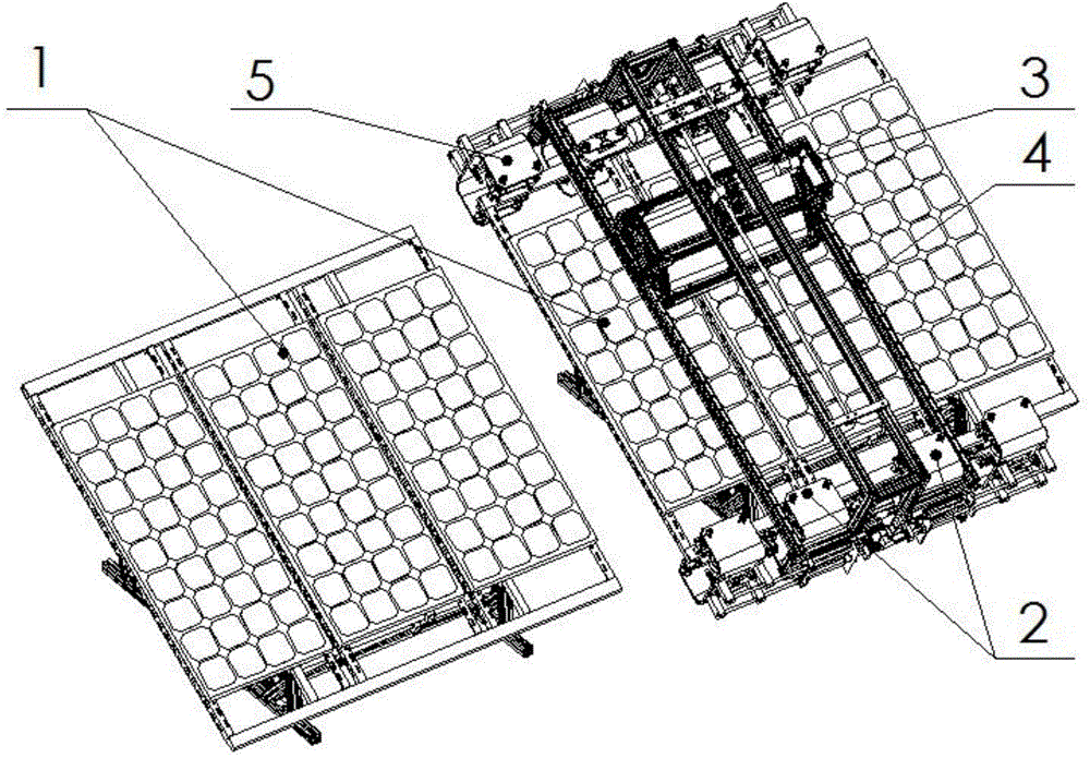 Walking-spanning device of multiple-row solar cell panel cleaning robot