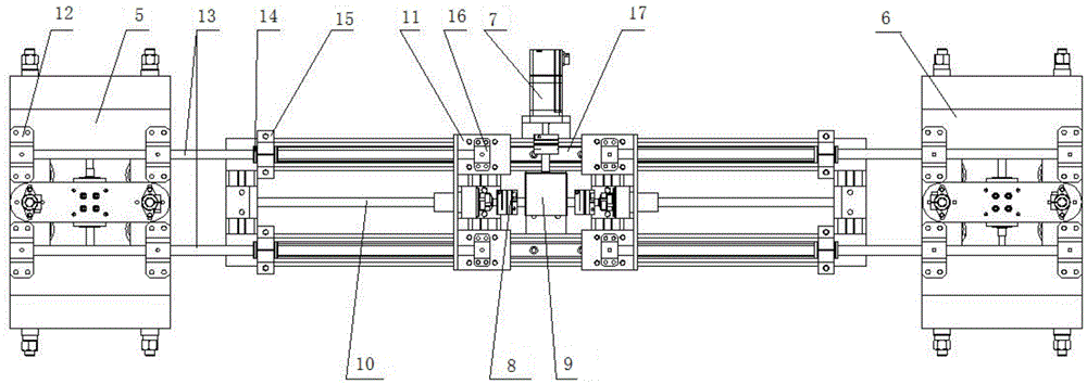 Walking-spanning device of multiple-row solar cell panel cleaning robot