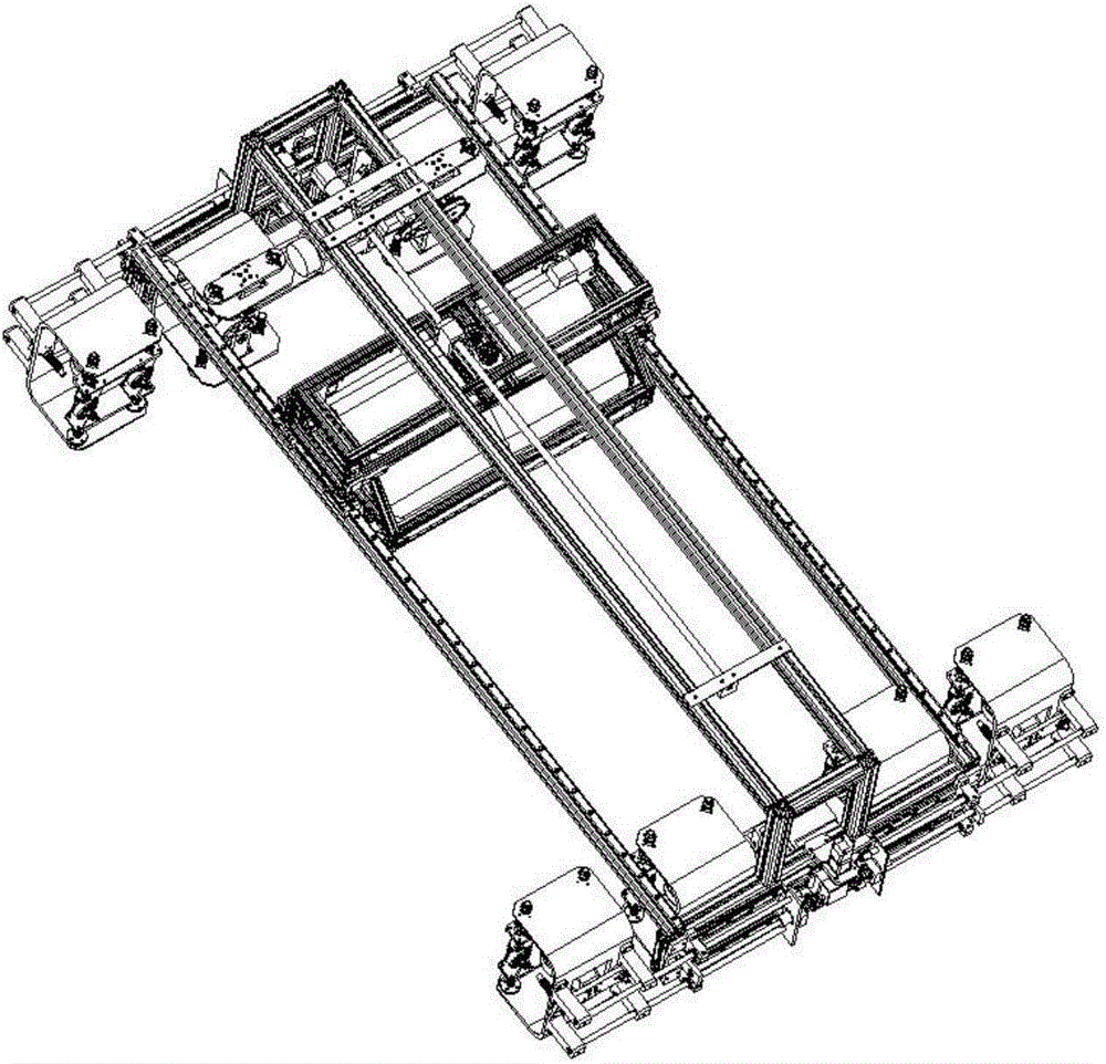 Walking-spanning device of multiple-row solar cell panel cleaning robot