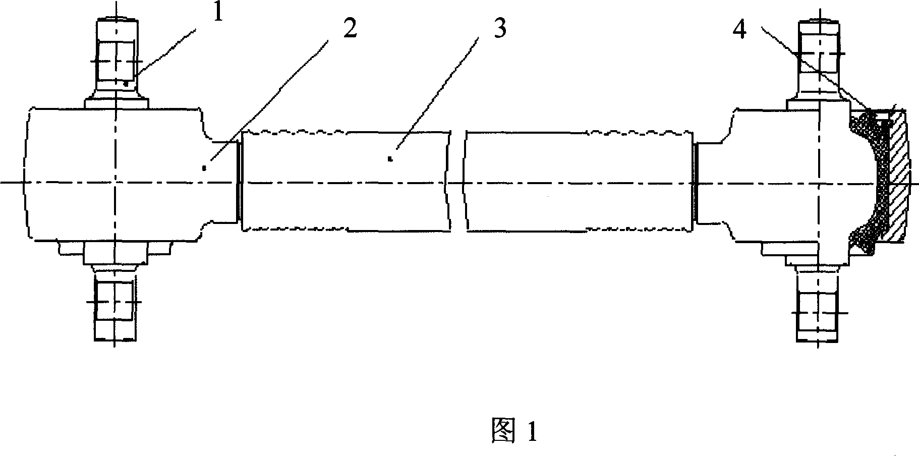 Subassembly of buttonhead of car distance rod and sheath, and assembling technique