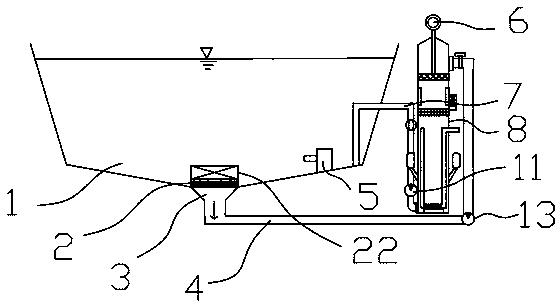 Effective prawn breeding pond with dirt cleaning and discharging function