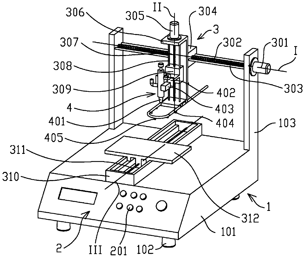 Proofreading type adhesive dispensing device for electronic manufacturing