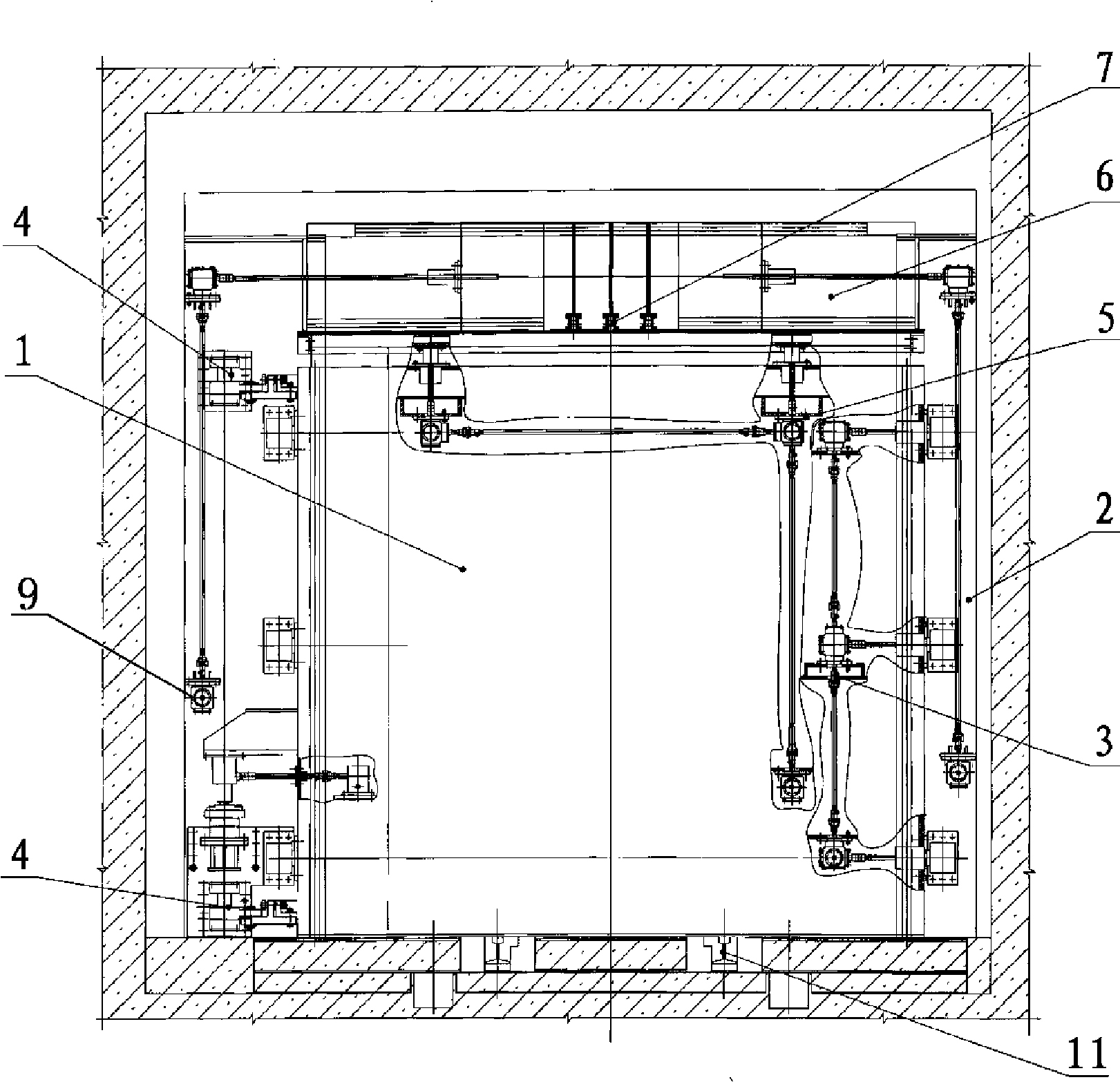 Upper rigidity contact net electric subway integral elevating translational type interval partition door