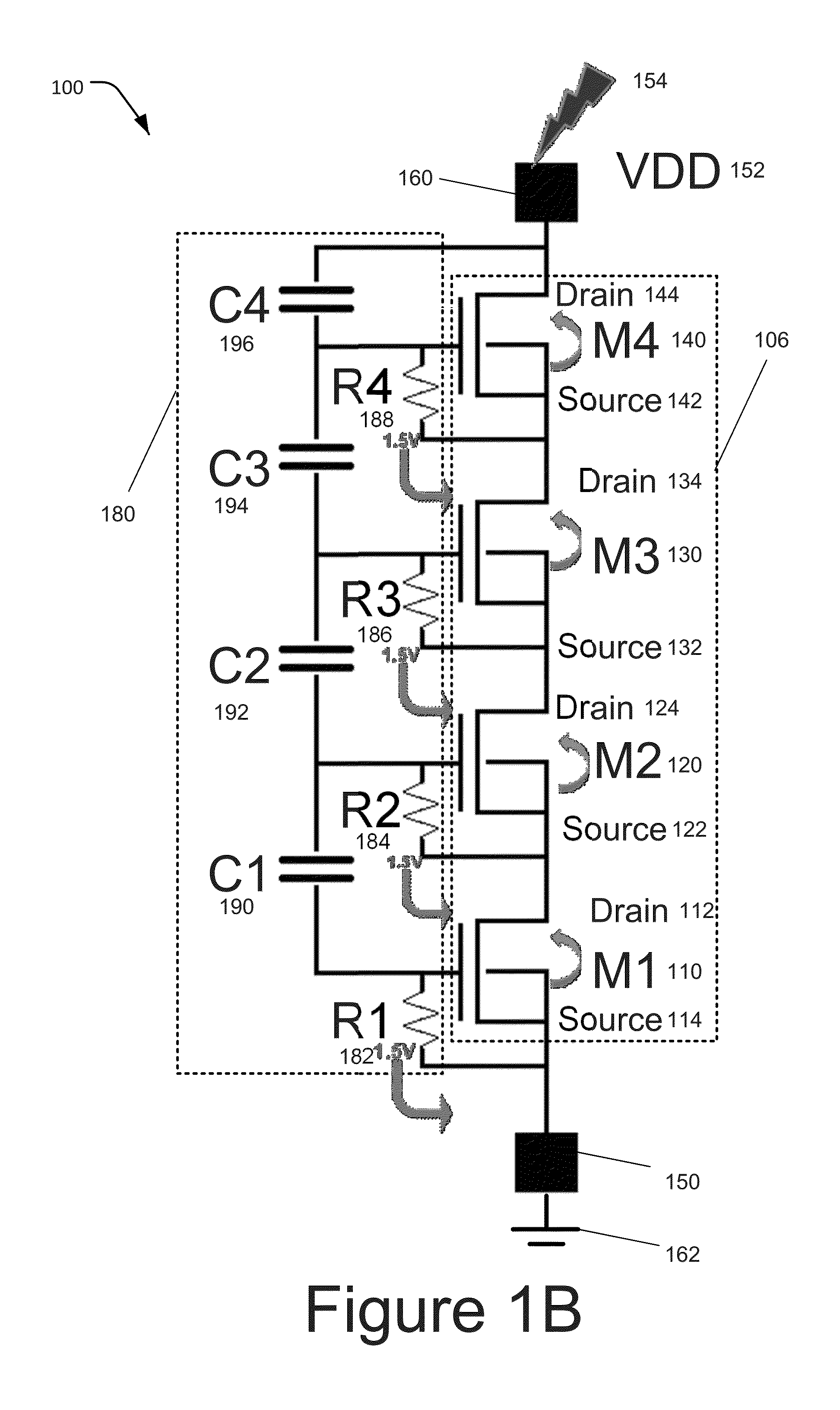 Rc-stacked mosfet circuit for high voltage (HV) electrostatic discharge (ESD) protection