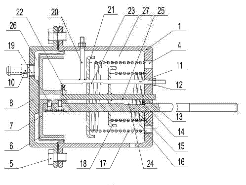 Sectional travel characteristic pneumatic actuator device of turbocharger