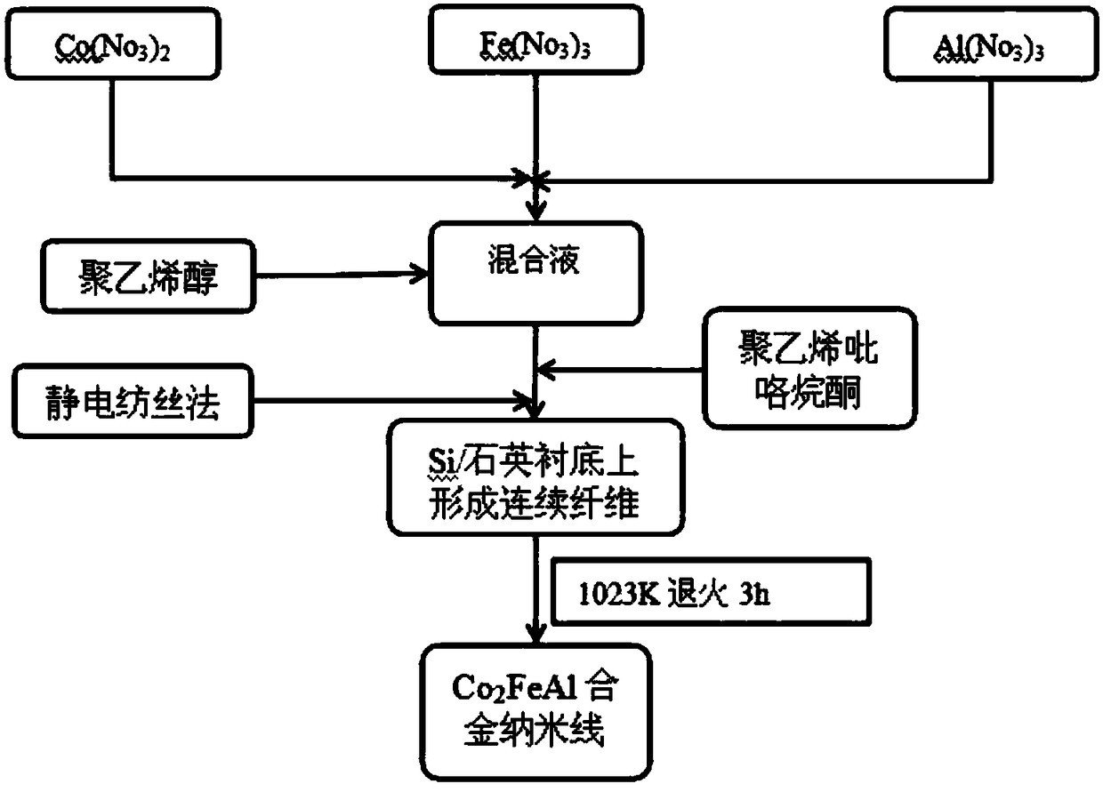 Autoclave liquid phase reduction preparation method for shape-controllable CO2FeAl nanometer structure