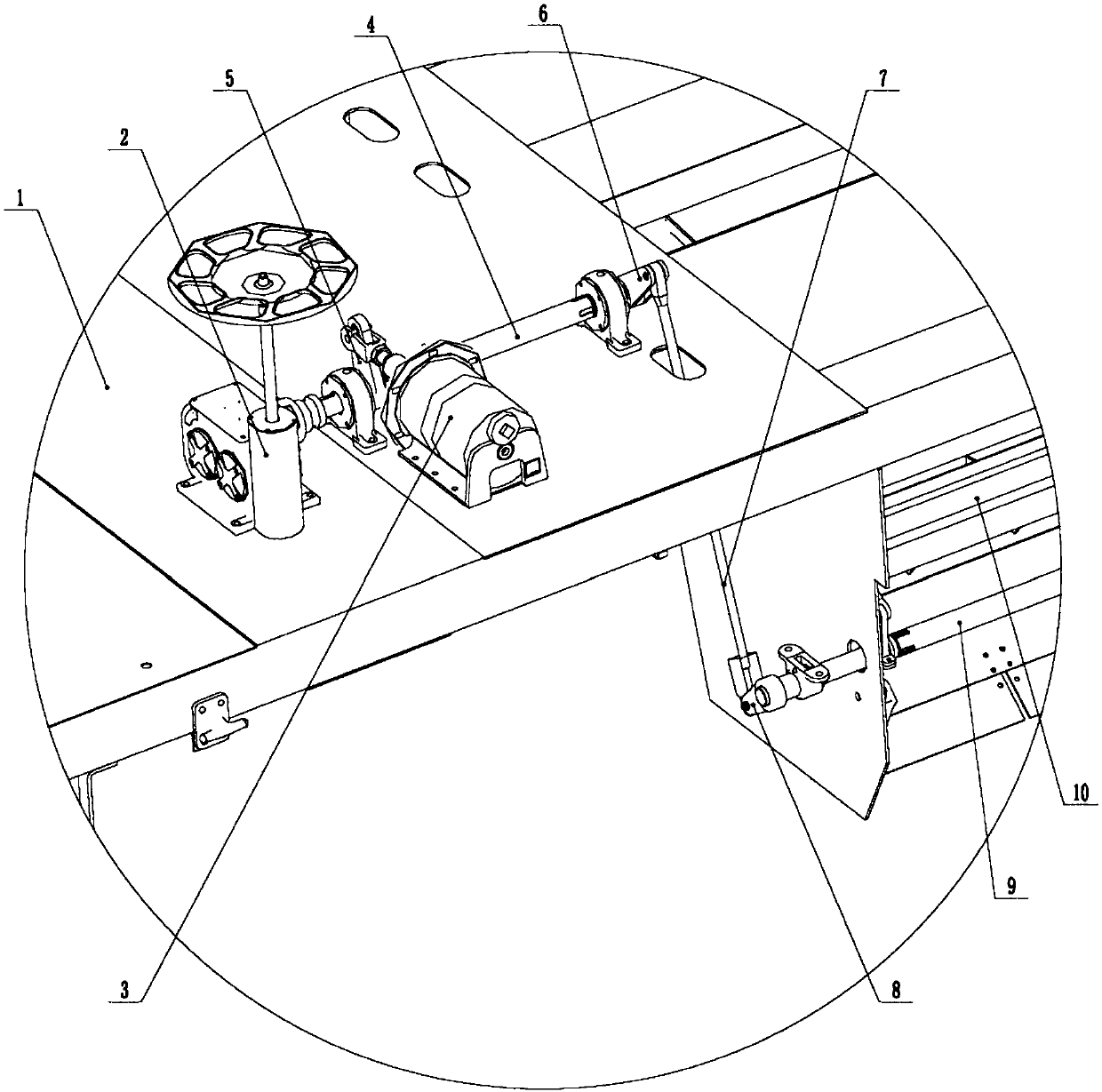 A display device for the opening degree of the bottom door of railway funnel wagon