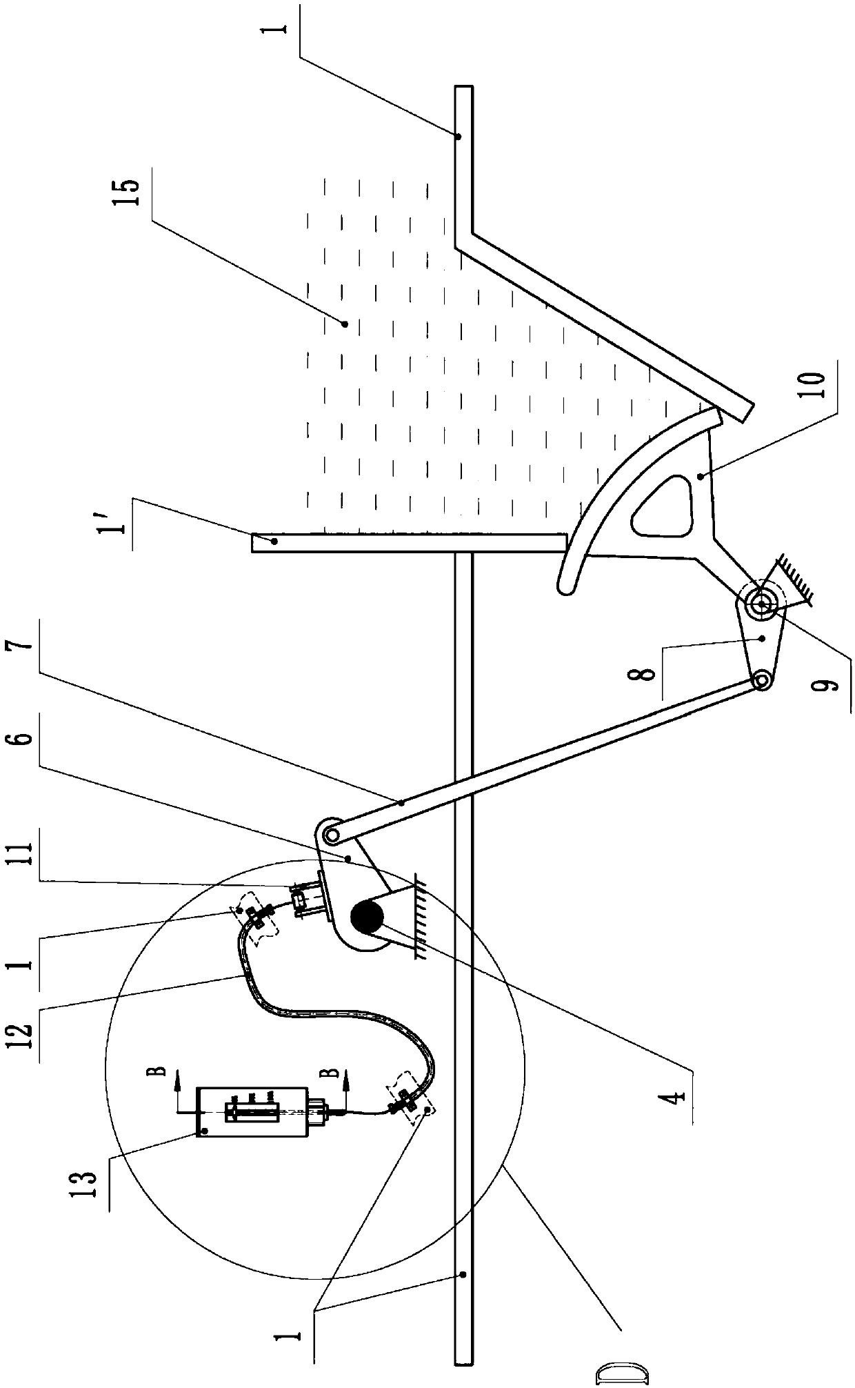 A display device for the opening degree of the bottom door of railway funnel wagon