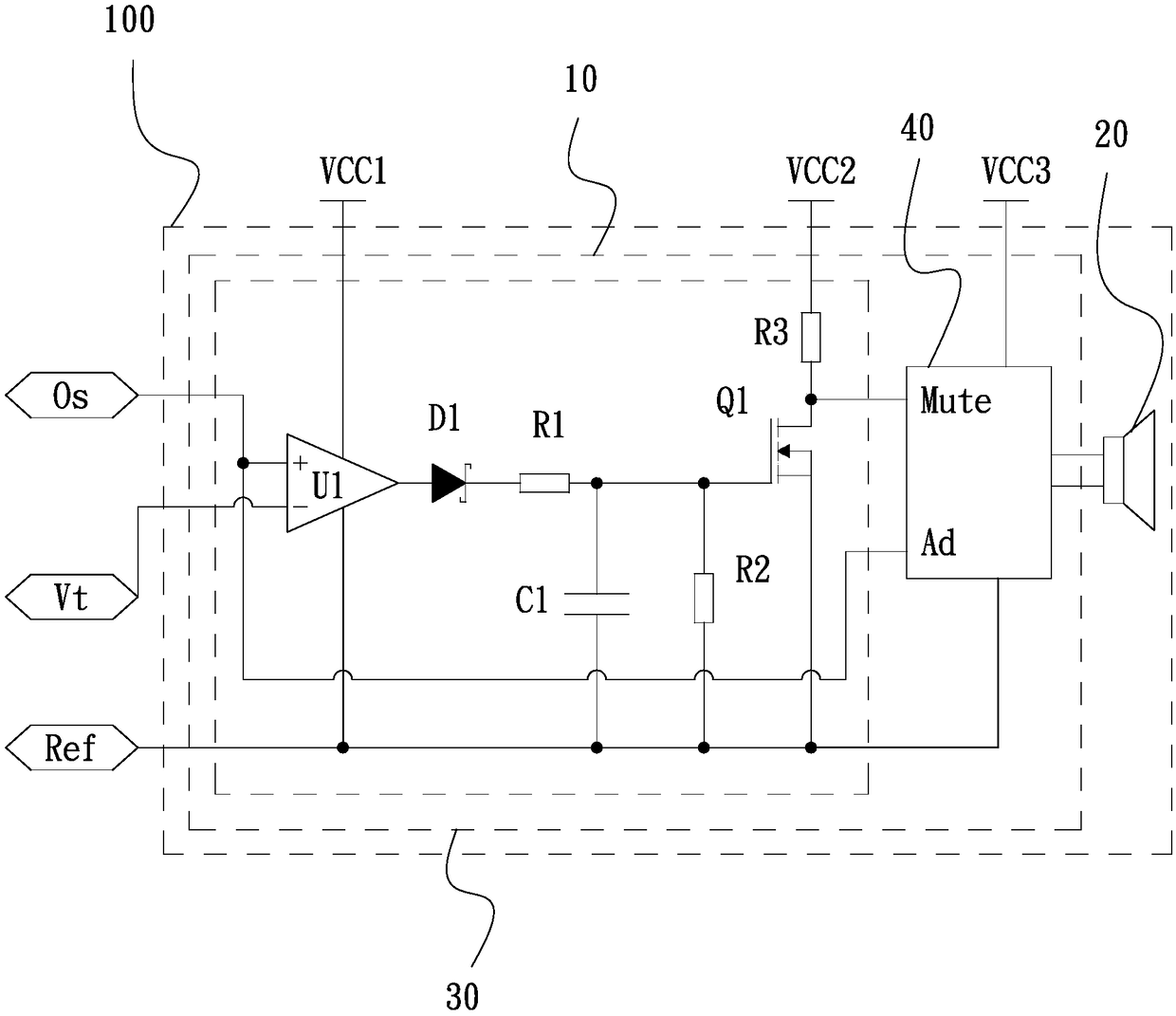 Audio amplification circuit and working method thereof