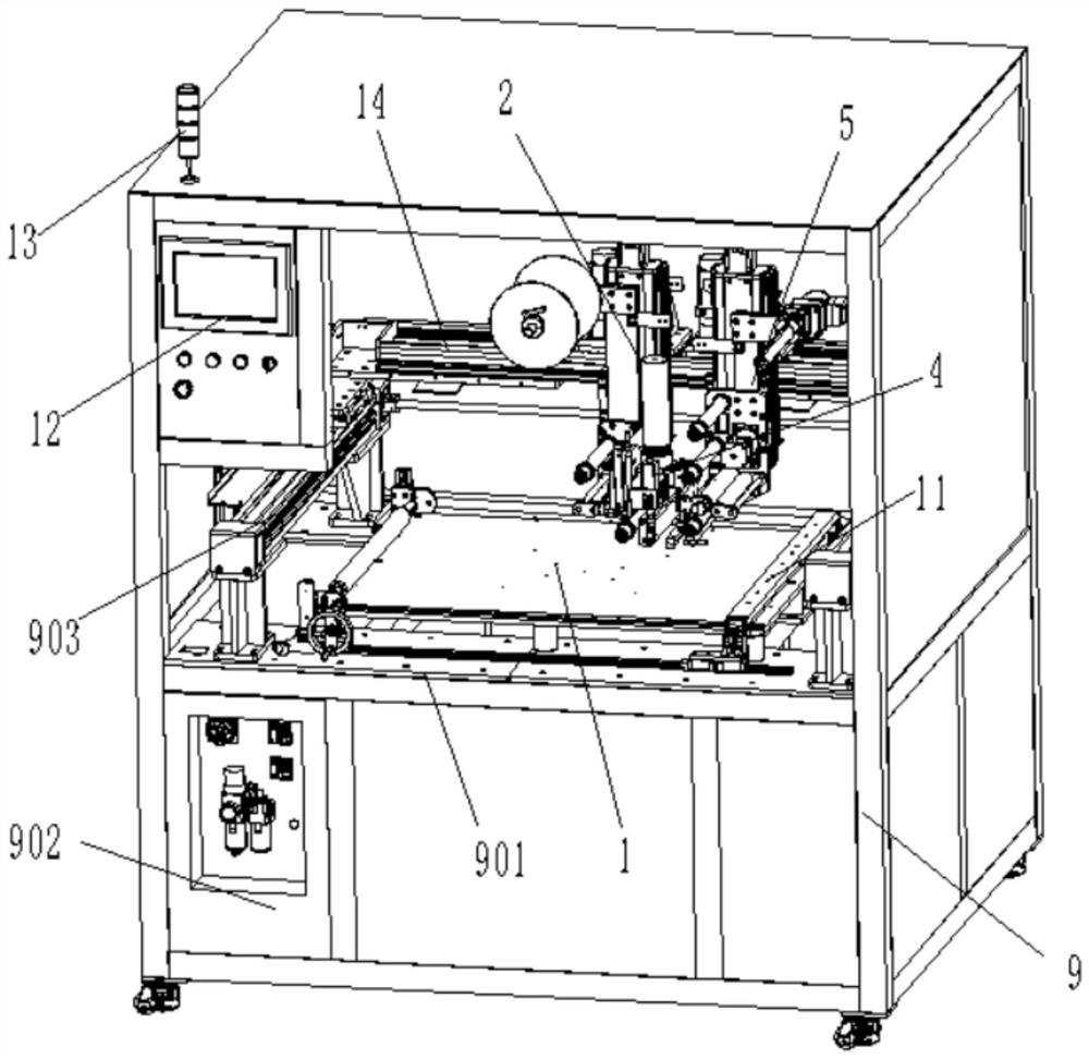 Gluing and film covering device