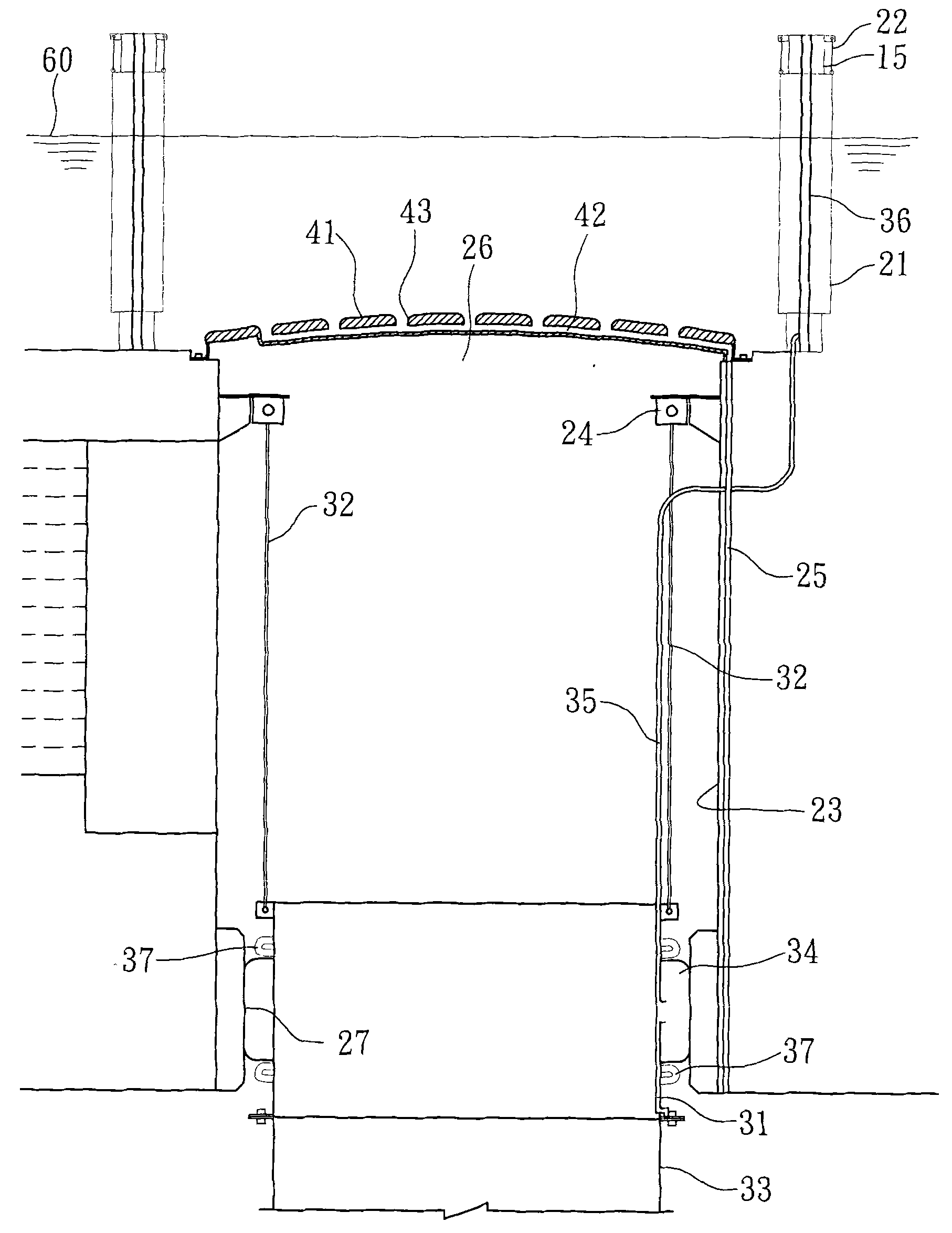 Wave preventing system of conveying pipeline and hull of semi-submersible type sea thermal power station