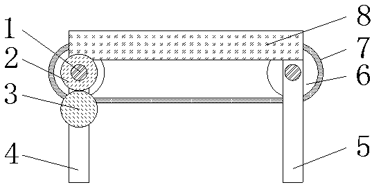 Special garbage conveying belt deviation prevention device