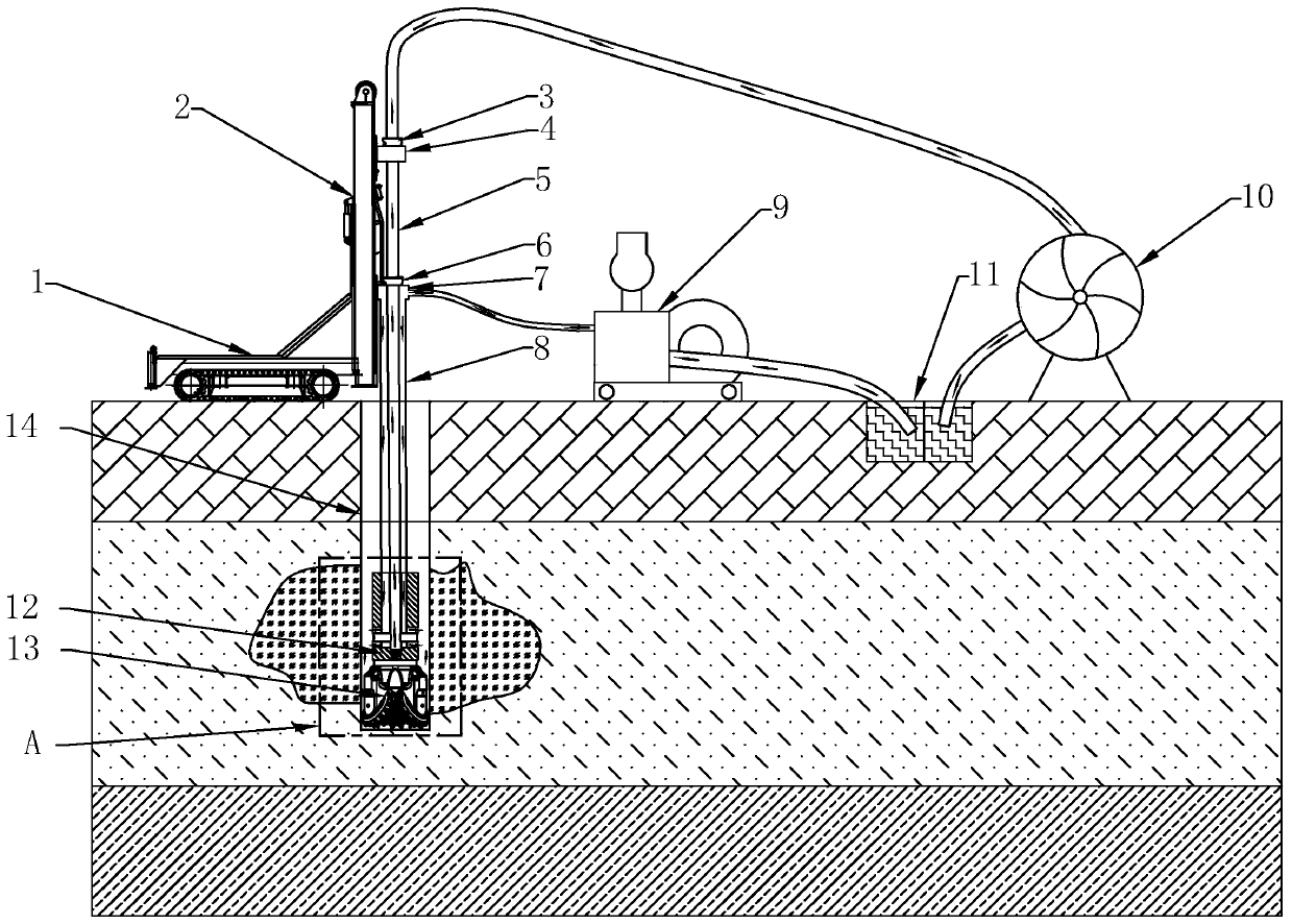 Rotary excavating drilling system and soil and underground water in-situ repair process adopting same