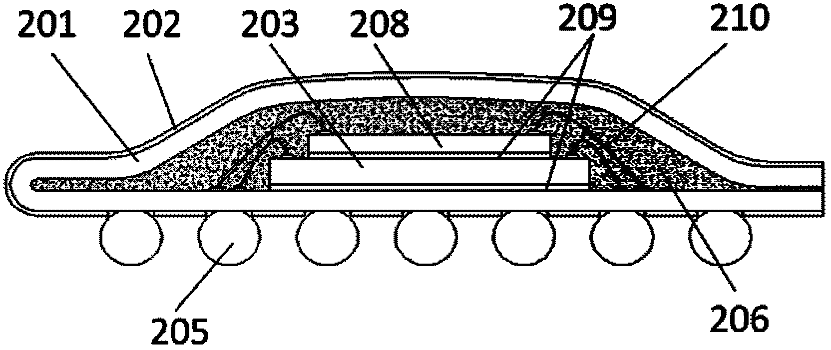 Flexible substrate package-based shielding structure and manufacturing process thereof