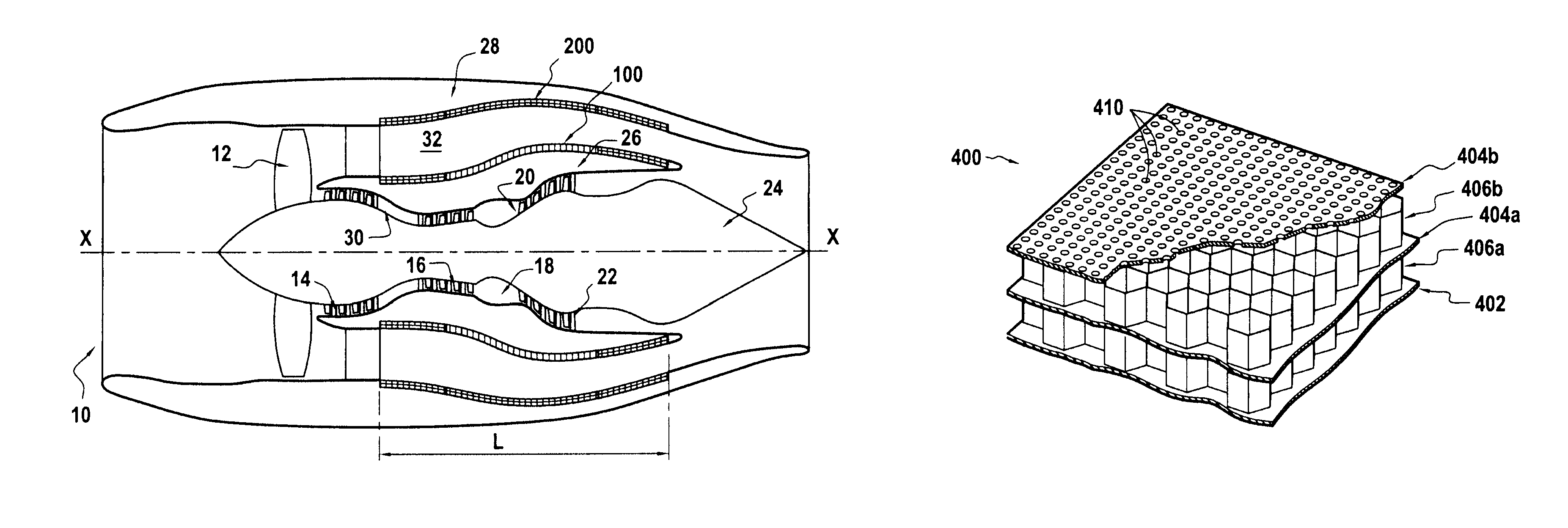 Device for acoustic treatment of the noise emitted by a turbojet