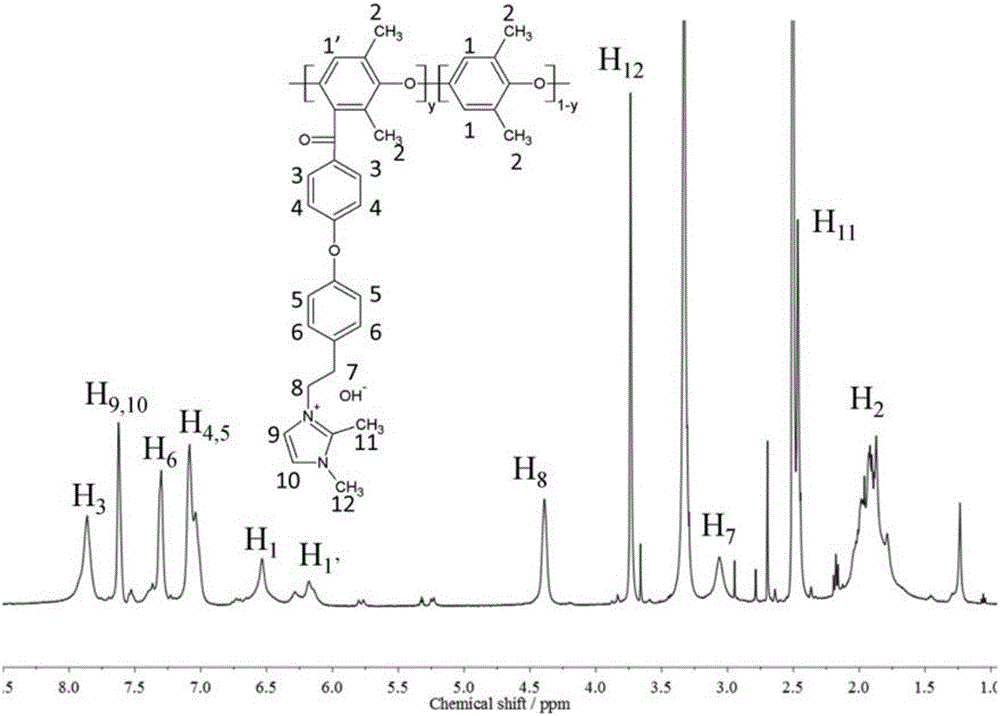 Long chain branch polyphenyl ether anionic membrane and preparation method thereof