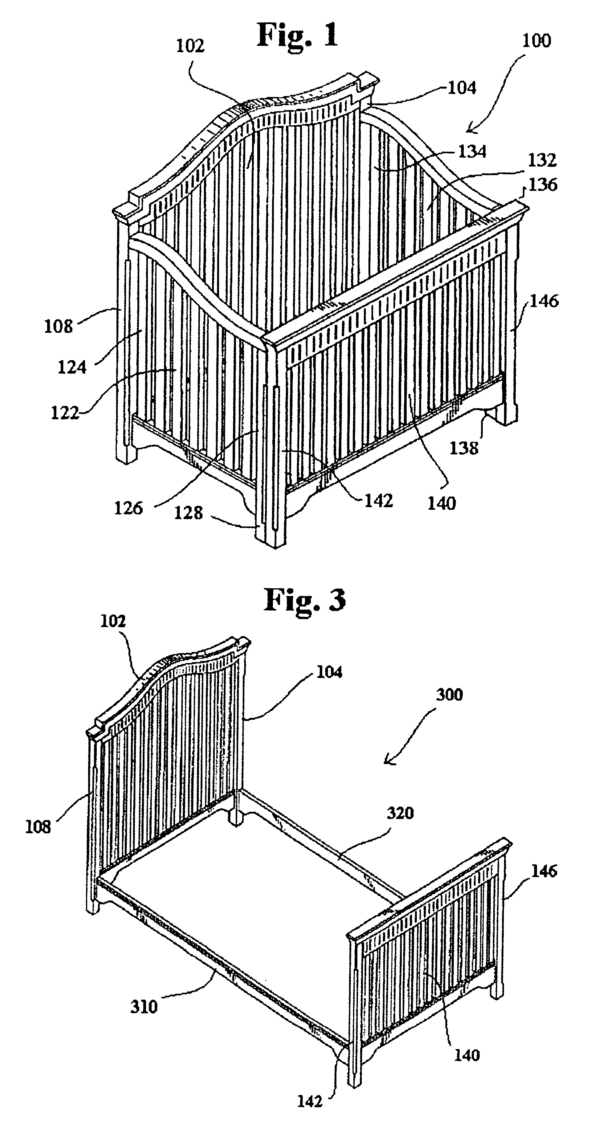 Convertible crib and bed arrangement