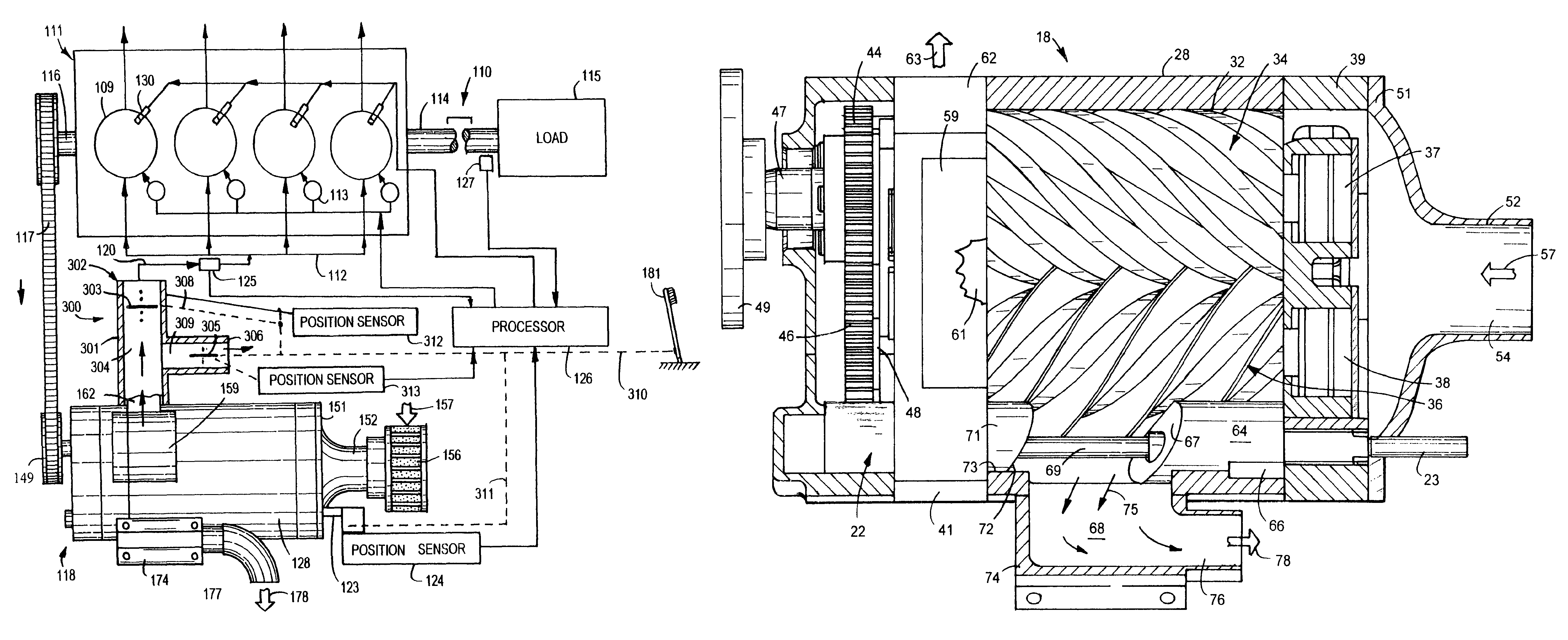 Internal combustion engine and supercharger