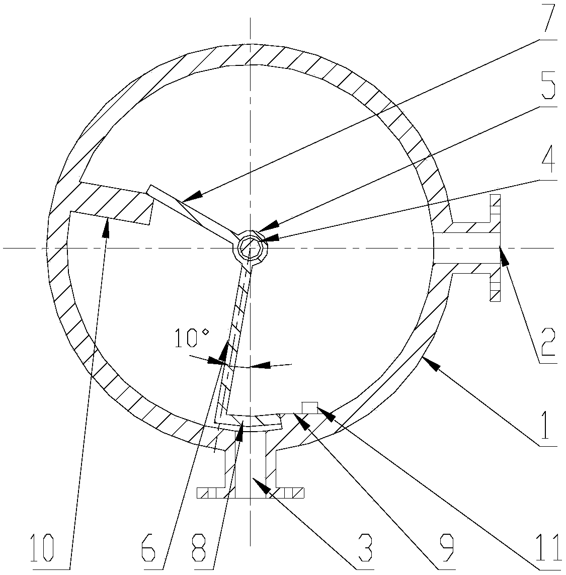 Ash blowing explosion tank with rotatable partition plates