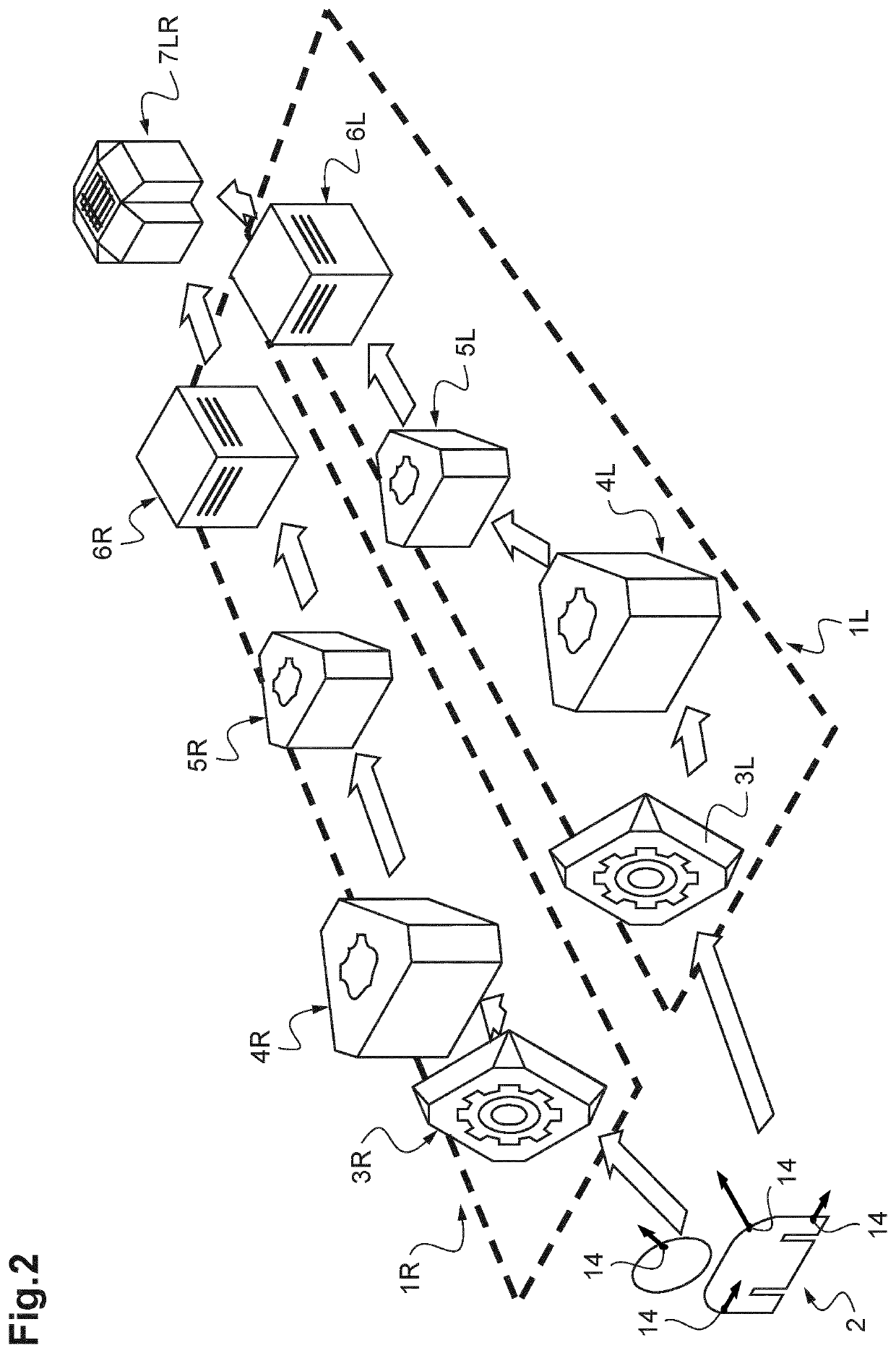 System simulating a decisional process in a mammal brain about motions of a visually observed body