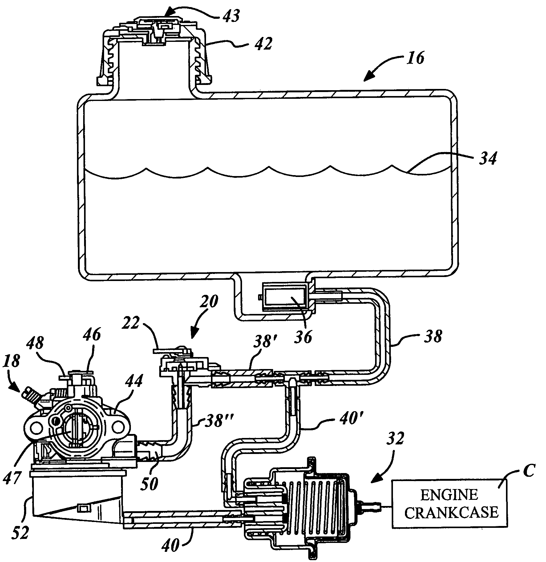 Controlling evaporative emissions in a fuel system