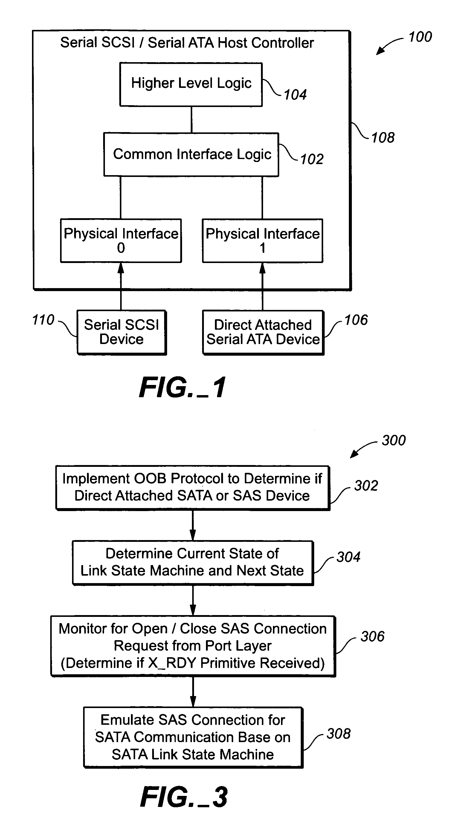 Serial attached small computer system interface (SAS) connection emulation for direct attached serial advanced technology attachemnt (SATA)