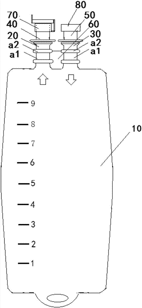 Full-closing double-pipe transfusion package and preparing method of product of package