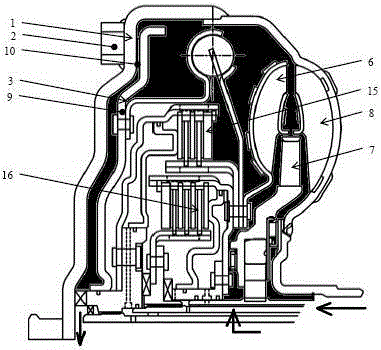 Hydraulic torque converter integrated with double radially nested type gear shifting clutches