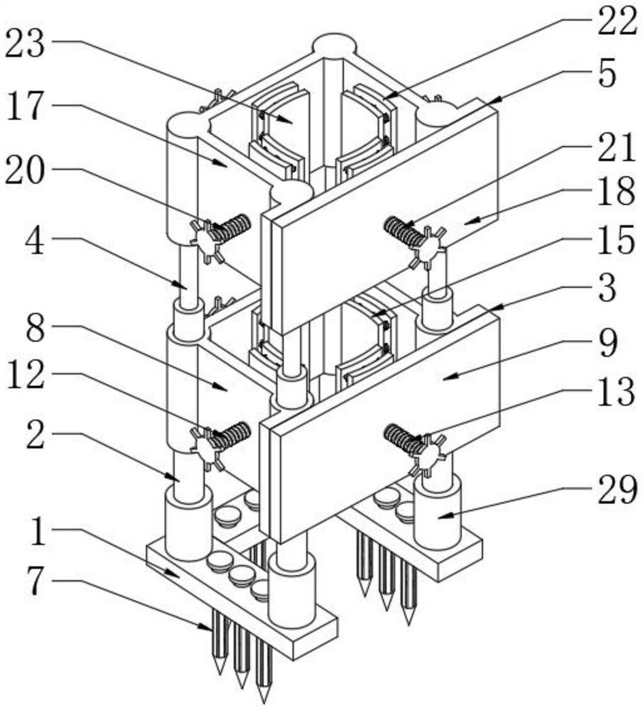 Correcting and positioning device for peach seedling planting