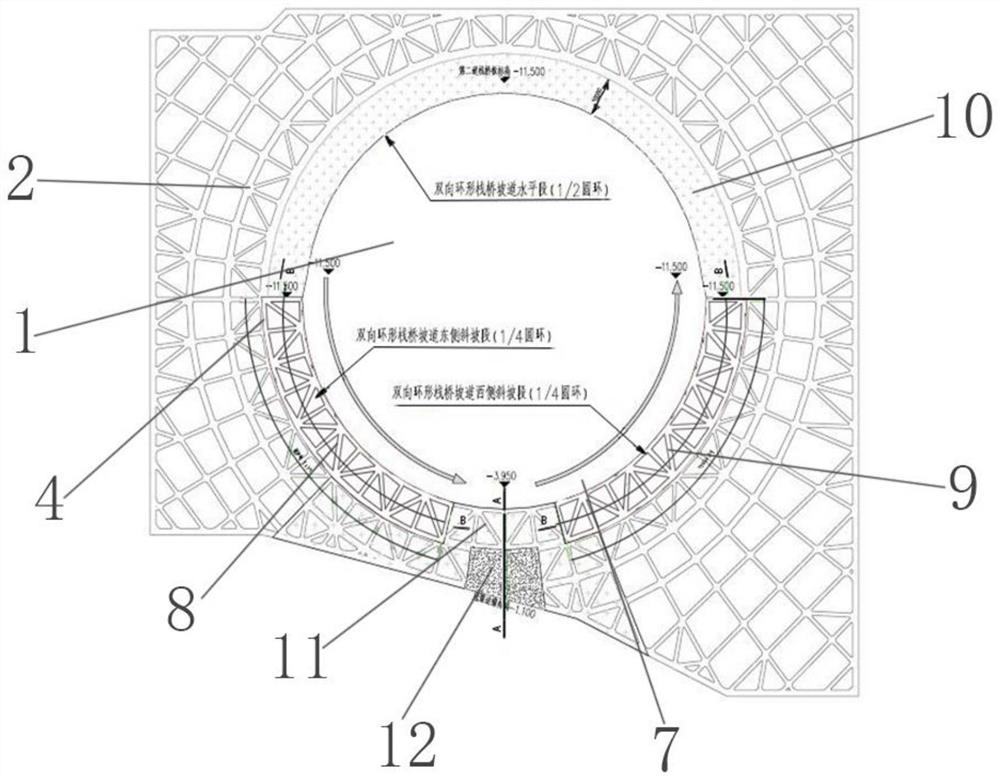 Method for arranging large deep foundation pit bidirectional annular ramps