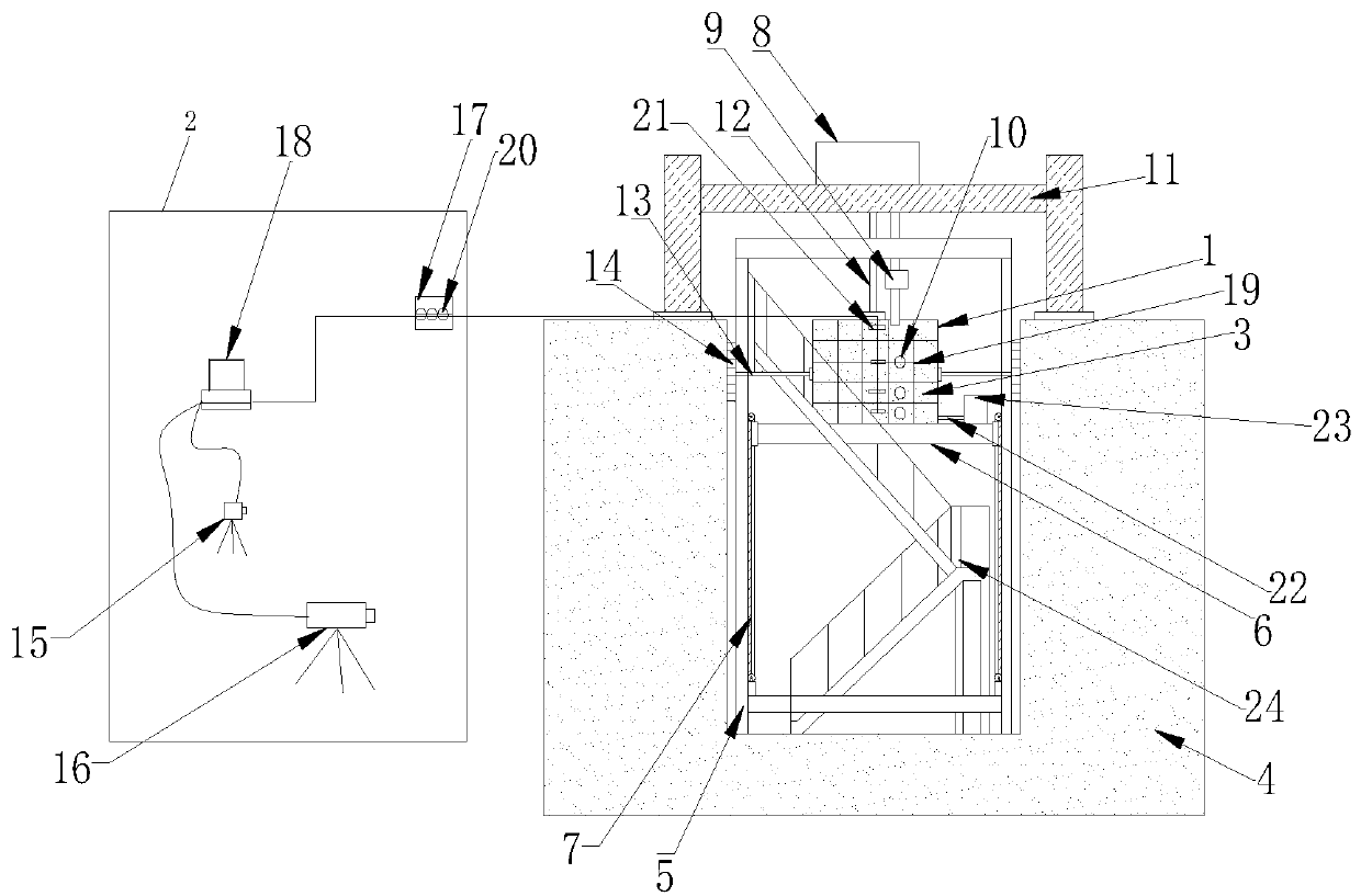 Sunken three-dimensional geotechnical engineering geological model test system and test method